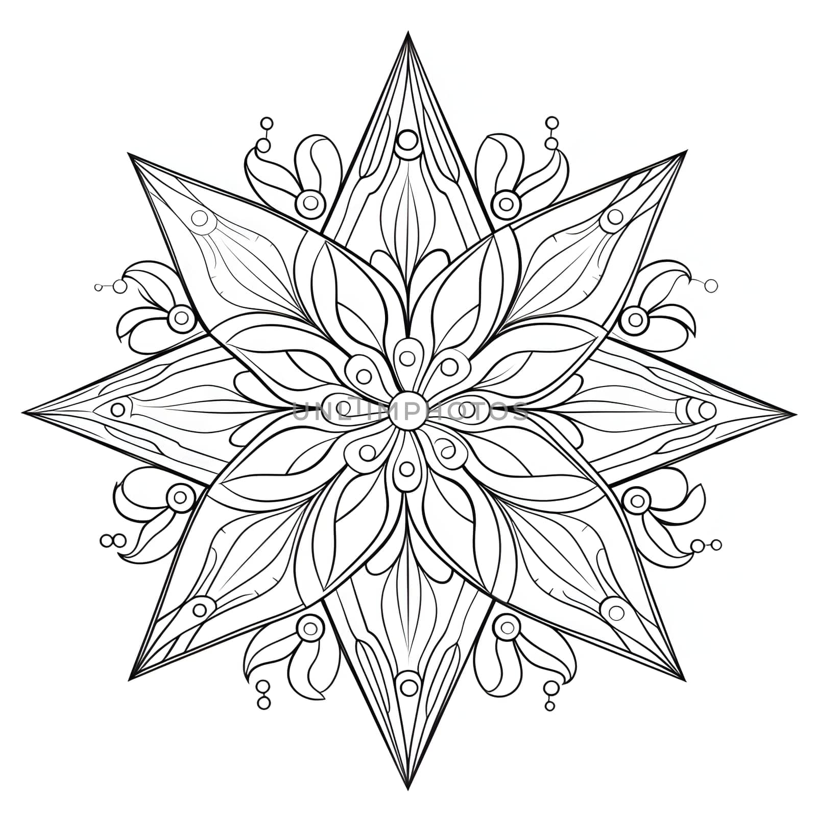 Christmas star as a black and white coloring card. The Christmas star as a symbol of the birth of the savior. A Time of Joy and Celebration.