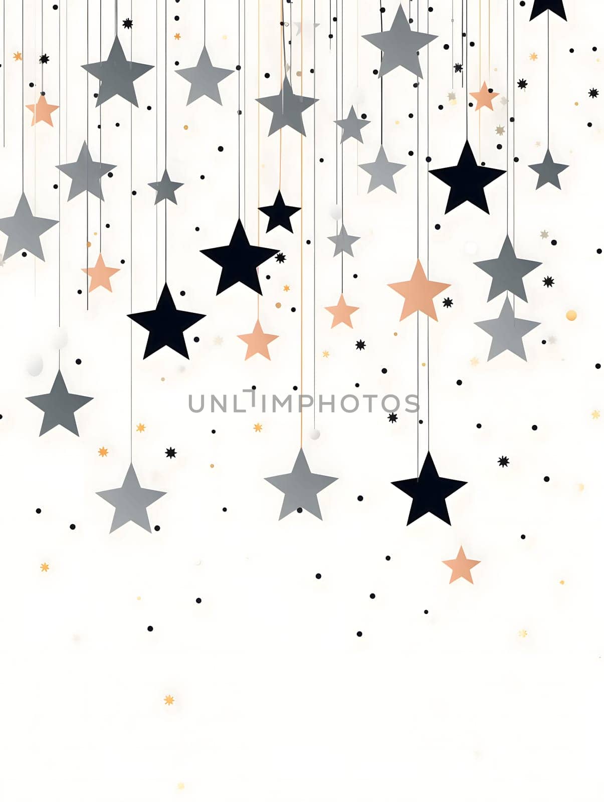 Colorful stars on strings at the top.Christmas banner with space for your own content. Light color background. Blank field for your inscription.