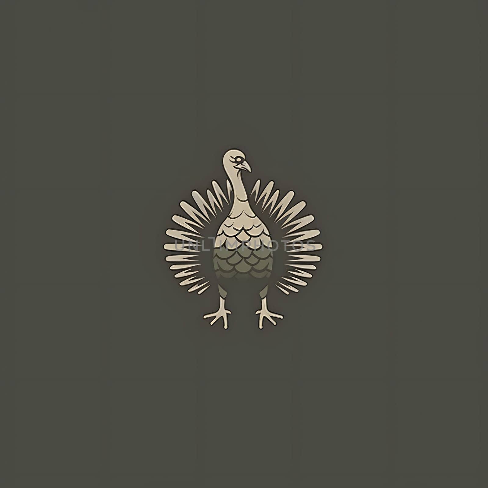 Turkey logo concept with wings, arrow form over solid brown background. Turkey as the main dish of thanksgiving for the harvest. by ThemesS