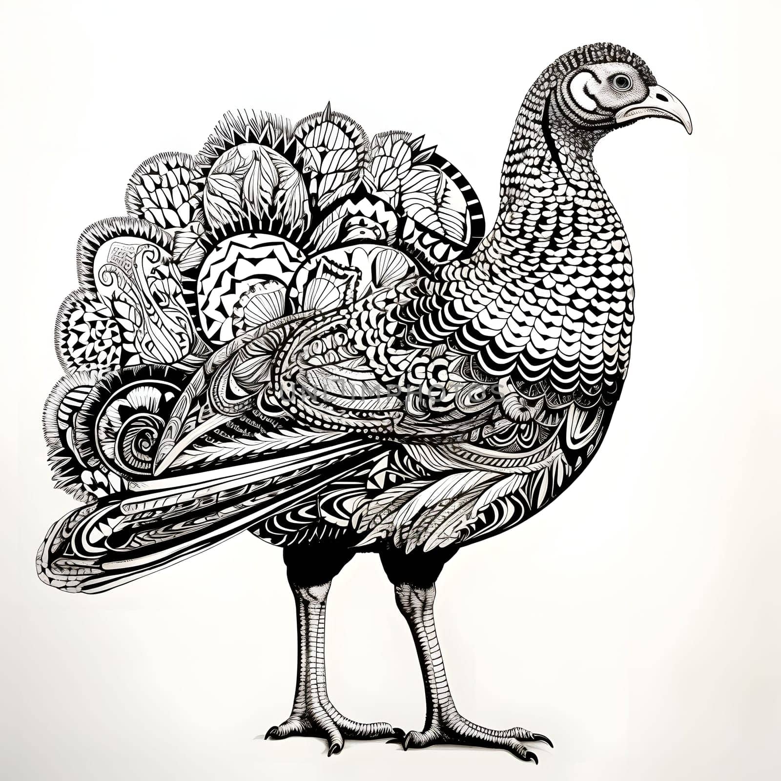Black and white patterned and turkey. Turkey as the main dish of thanksgiving for the harvest. by ThemesS