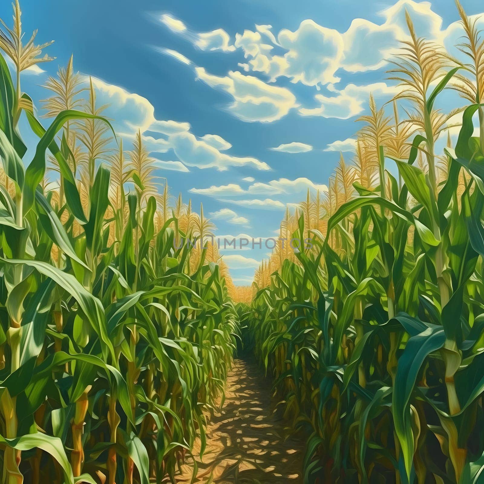 Path in the middle, field, of corn. Corn as a dish of thanksgiving for the harvest. by ThemesS