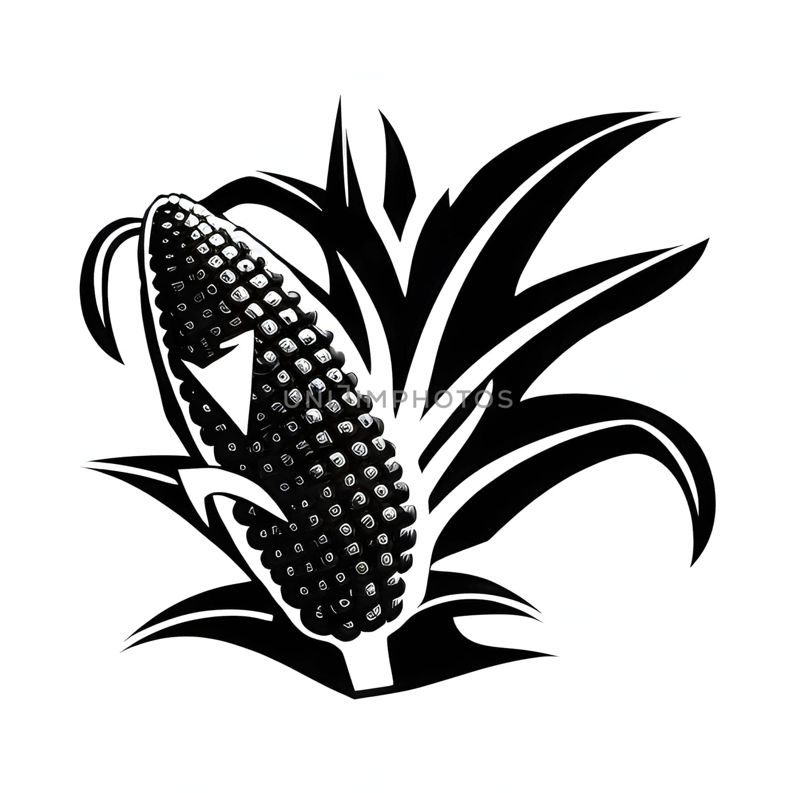 Logo corn silhouette black. Corn as a dish of thanksgiving for the harvest, picture on a white isolated background. by ThemesS