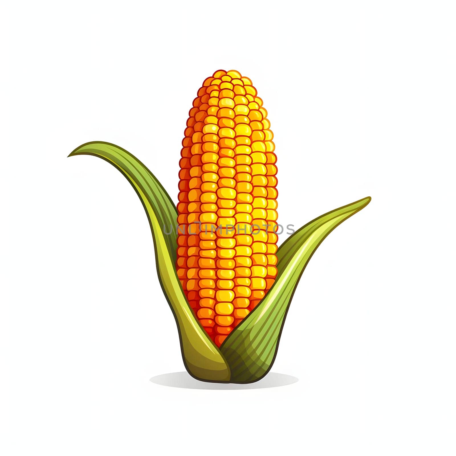 Cob of corn. Corn as a dish of thanksgiving for the harvest, picture on a white isolated background. An atmosphere of joy and celebration.