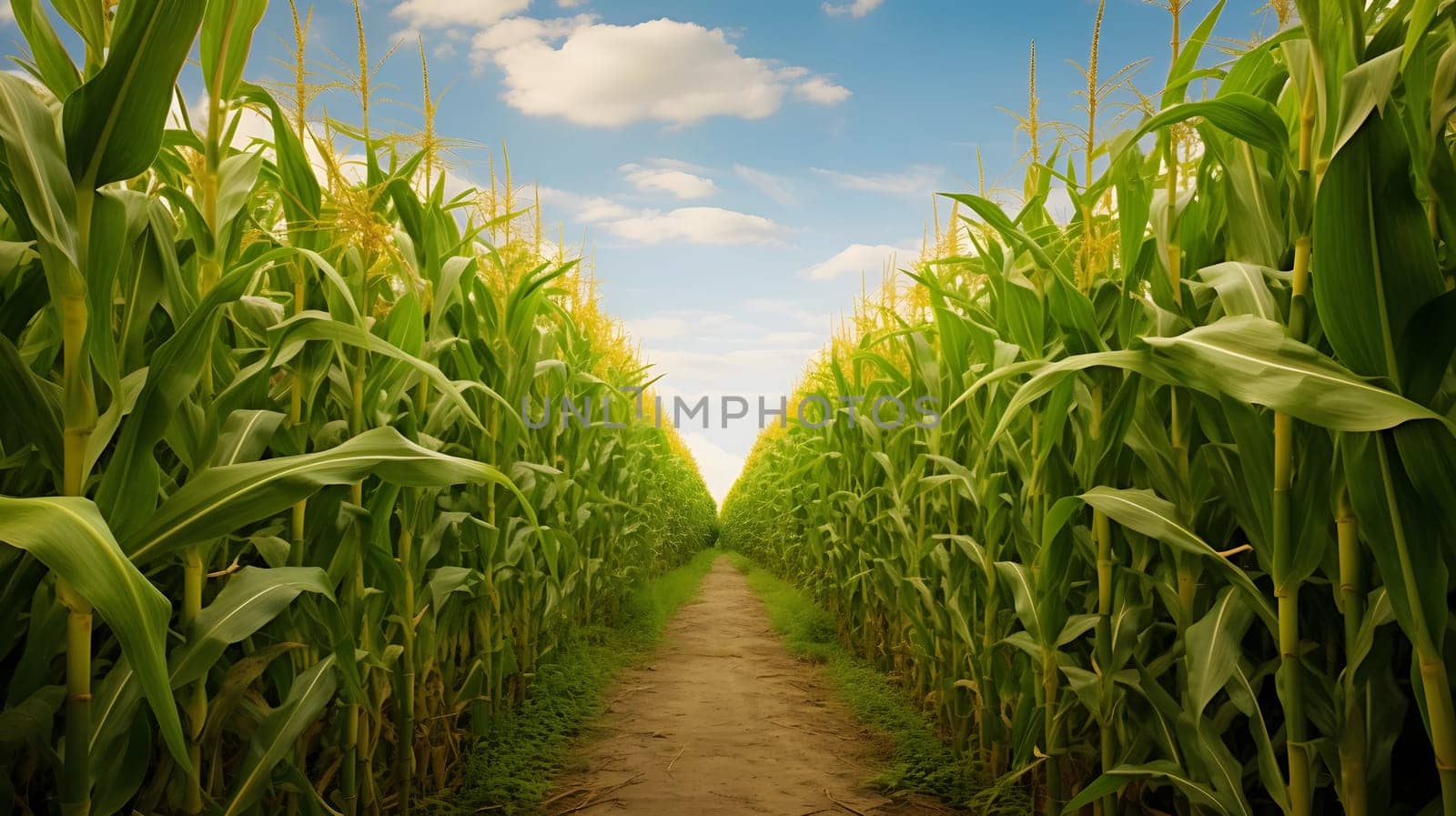 Path in the middle, field, of corn. Corn as a dish of thanksgiving for the harvest. An atmosphere of joy and celebration.