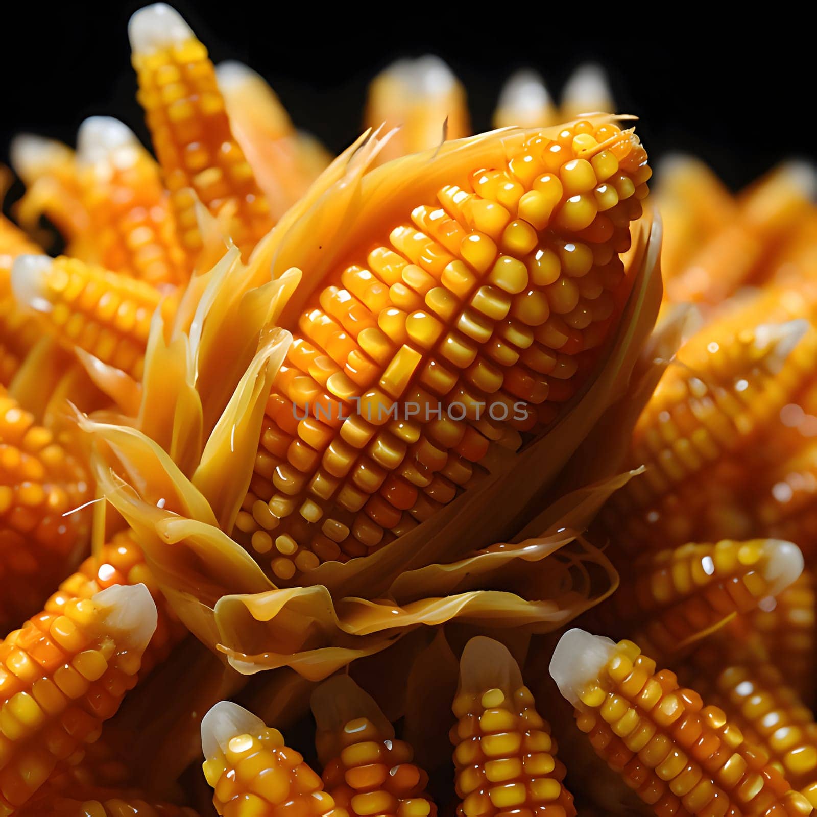 Tiny cobs of corn in sauce. Corn as a dish of thanksgiving for the harvest. An atmosphere of joy and celebration.