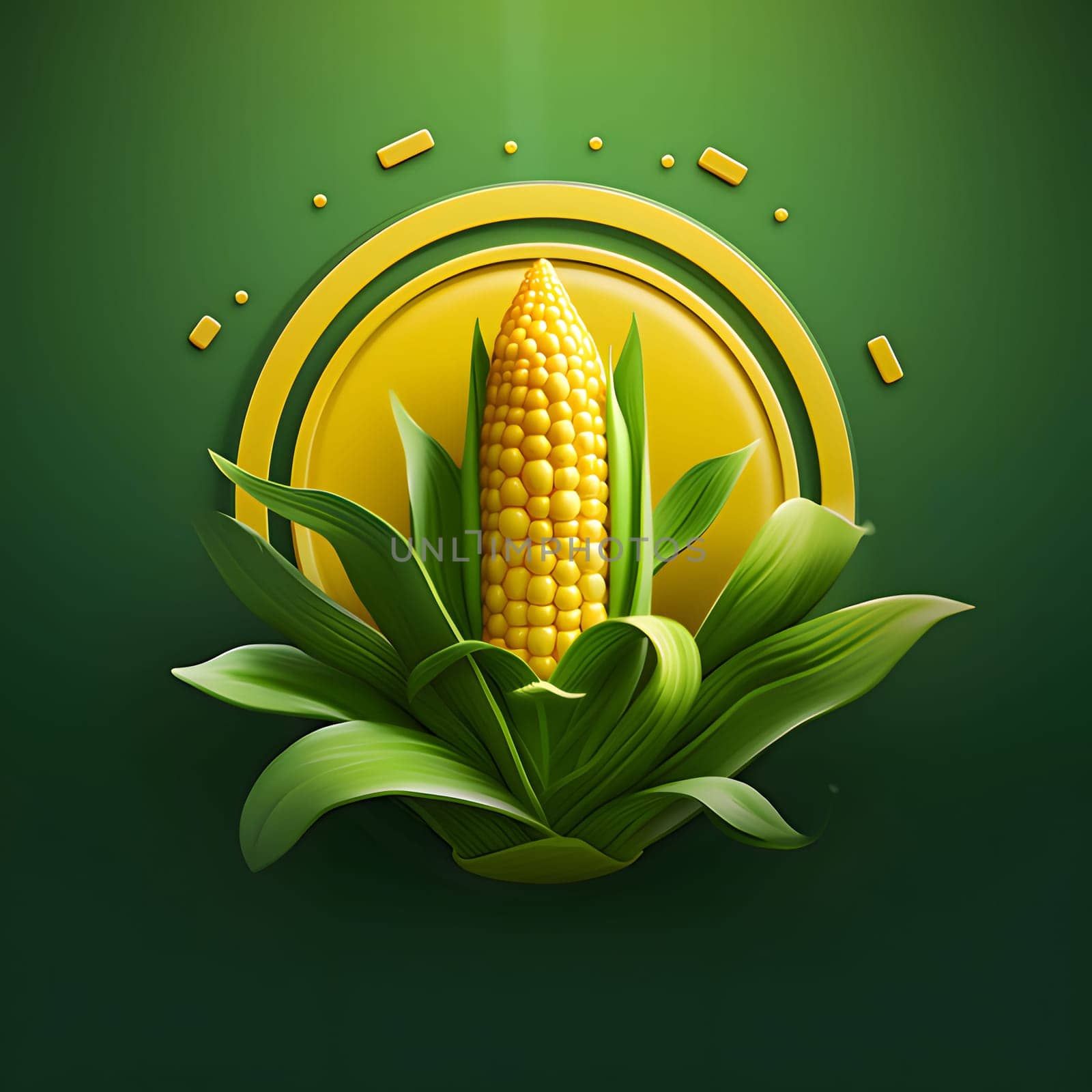 Cob of corn in green Leaf on a solid dark background. Corn as a dish of thanksgiving for the harvest. An atmosphere of joy and celebration.