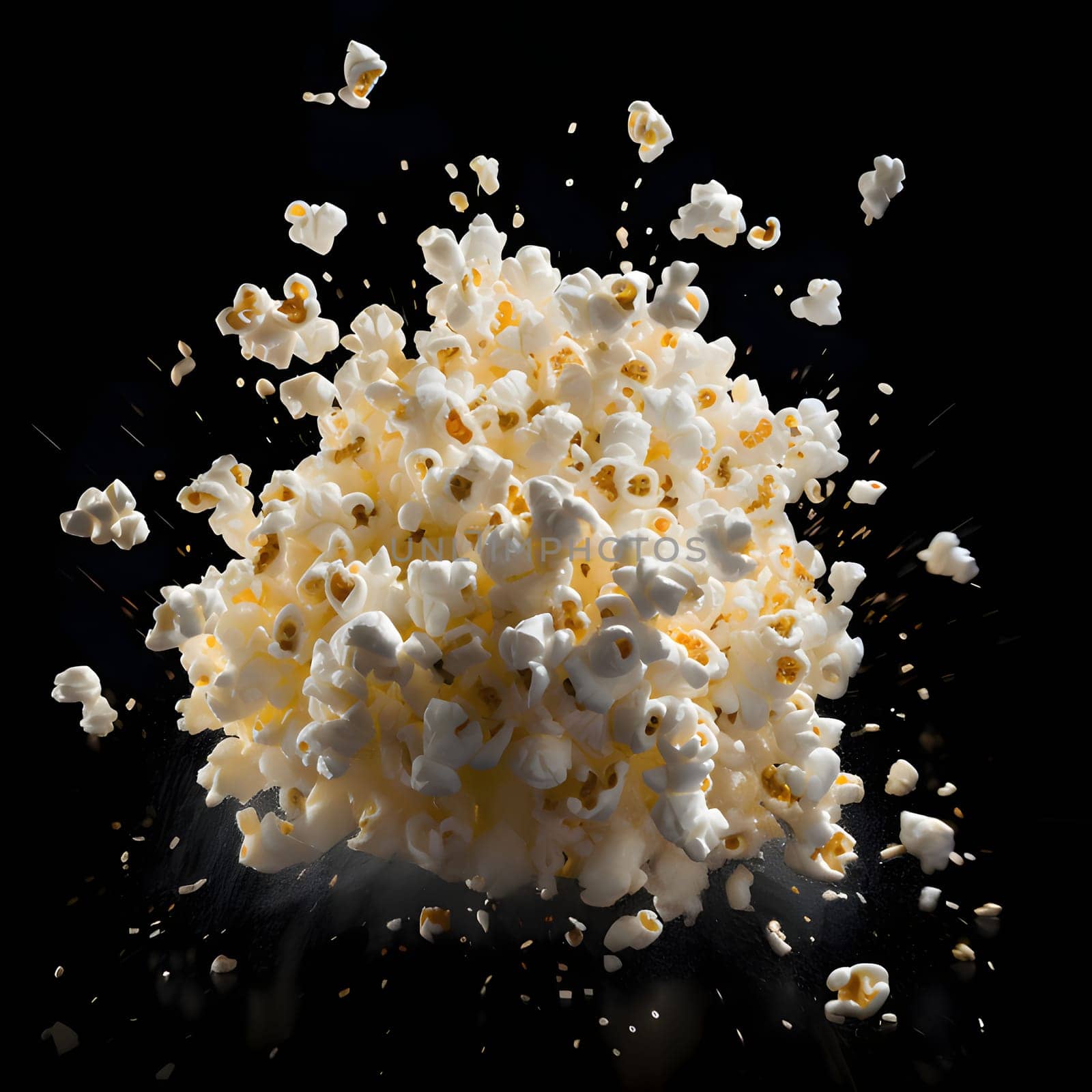 Popcorn isolated on a black background. Corn as a dish of thanksgiving for the harvest. An atmosphere of joy and celebration.