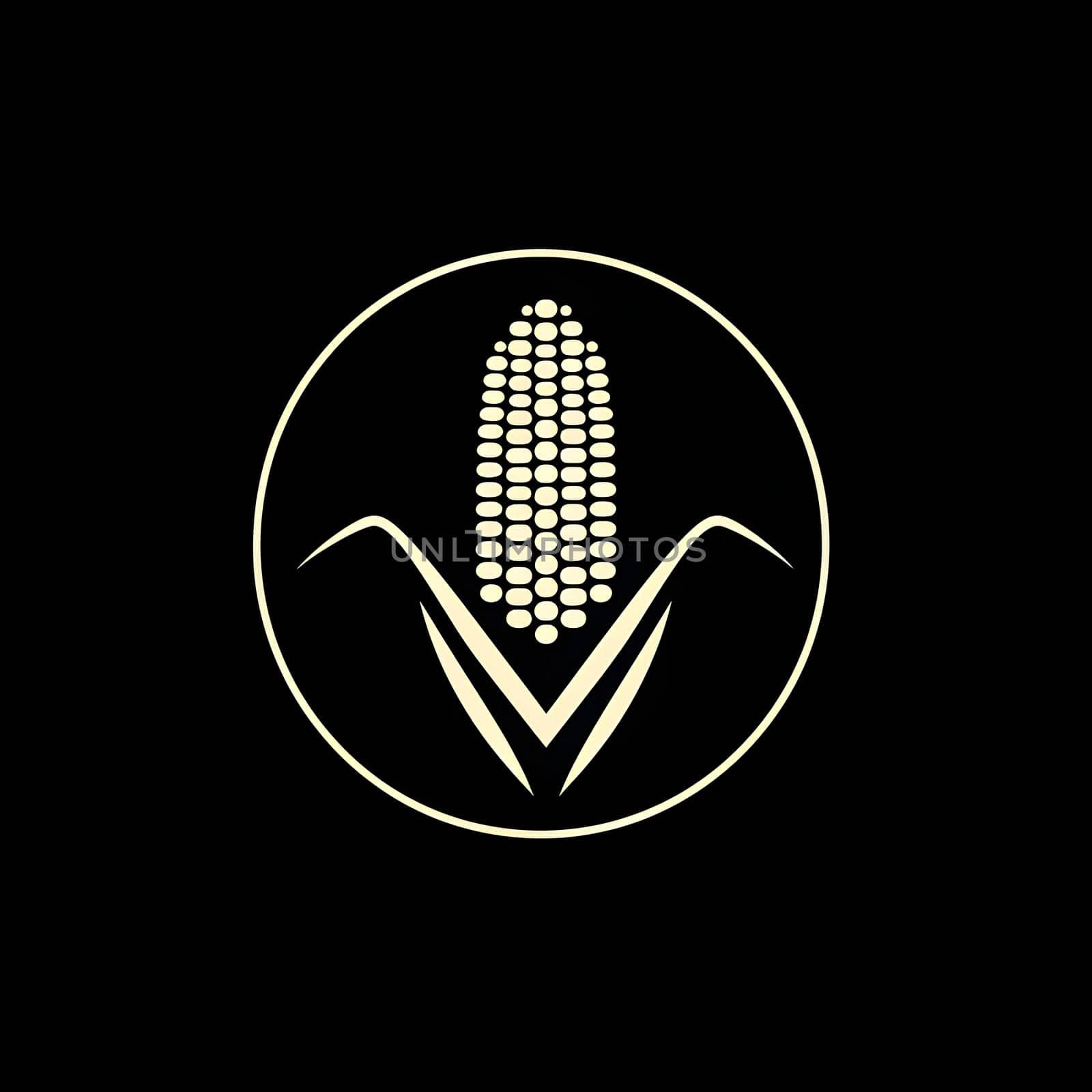 Logo in circle corn cob on black isolation background. Corn as a dish of thanksgiving for the harvest. An atmosphere of joy and celebration.