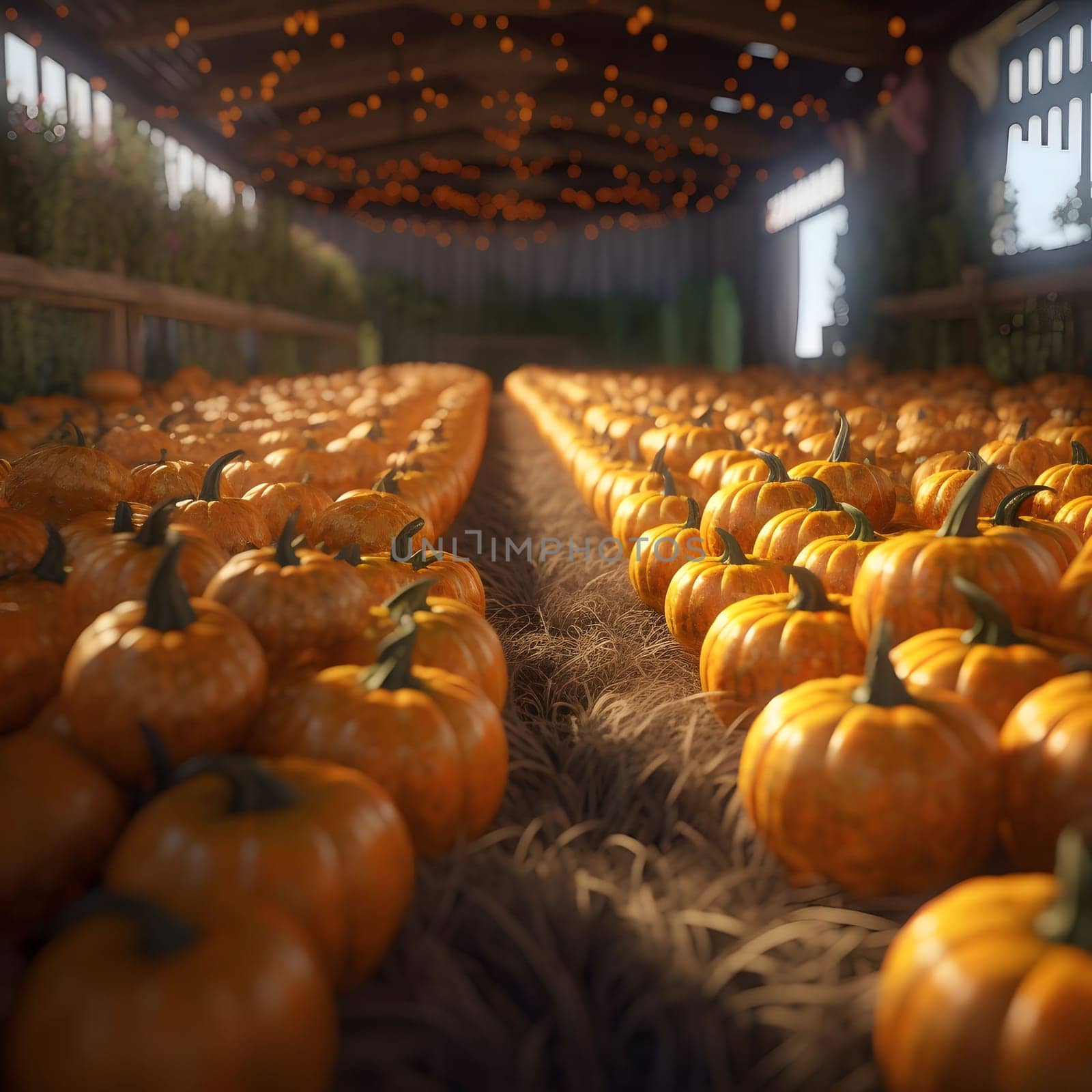 Collected stacked hundreds of orange pumpkins. Pumpkin as a dish of thanksgiving for the harvest. An atmosphere of joy and celebration.