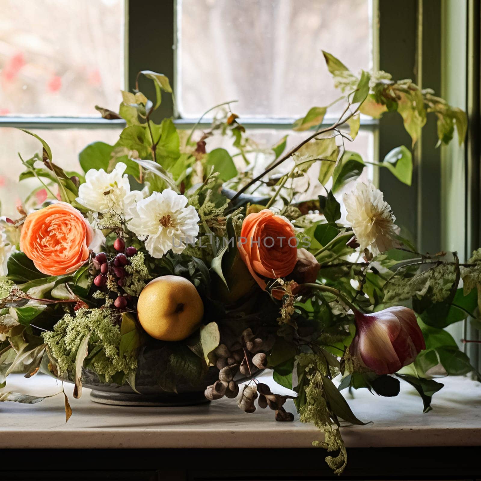 Beautiful bouquet of flowers in vase. Floral arrangement by Olayola