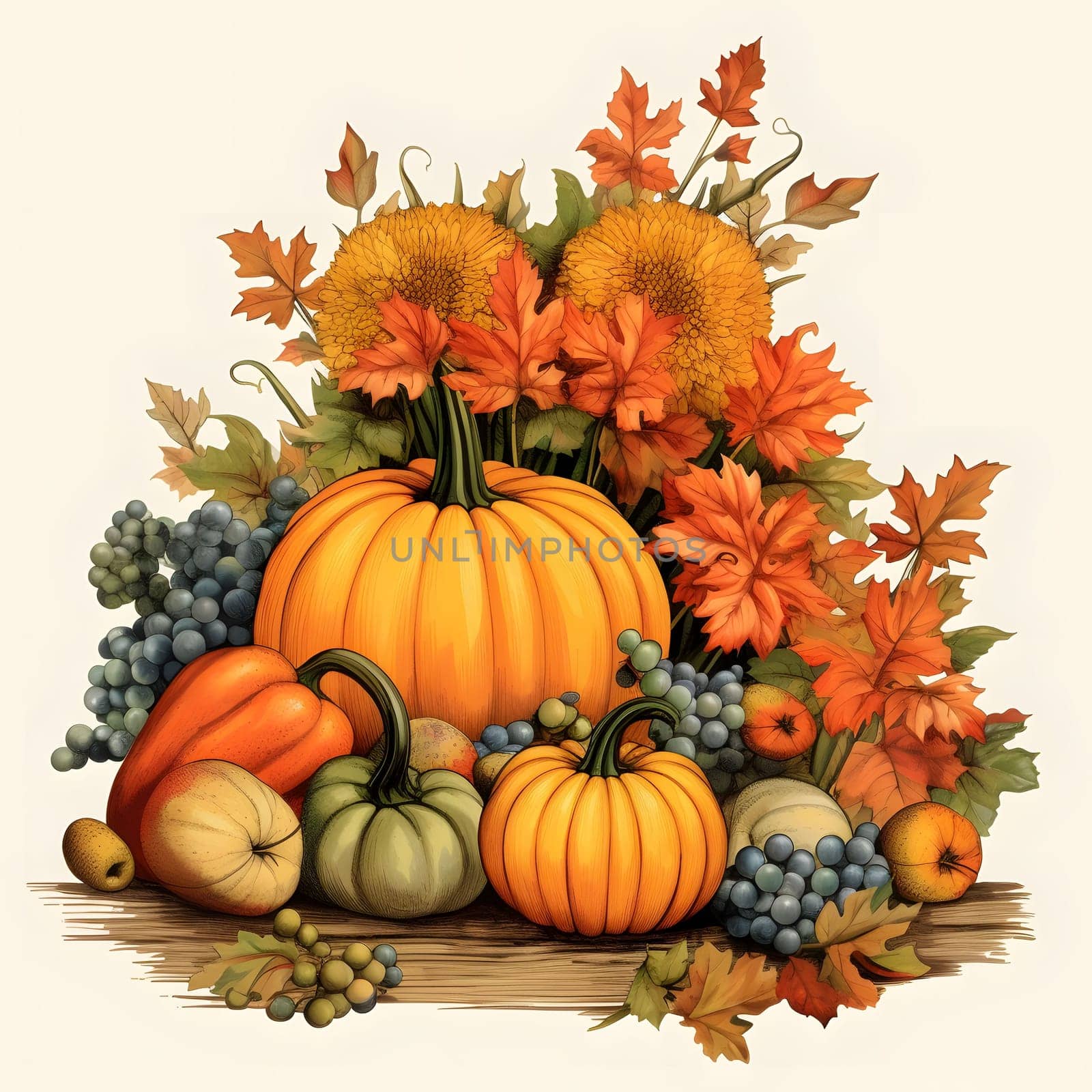 Illustration of pumpkin pie on a solid dark background. Pumpkin as a dish of thanksgiving for the harvest. The atmosphere of joy and celebration.