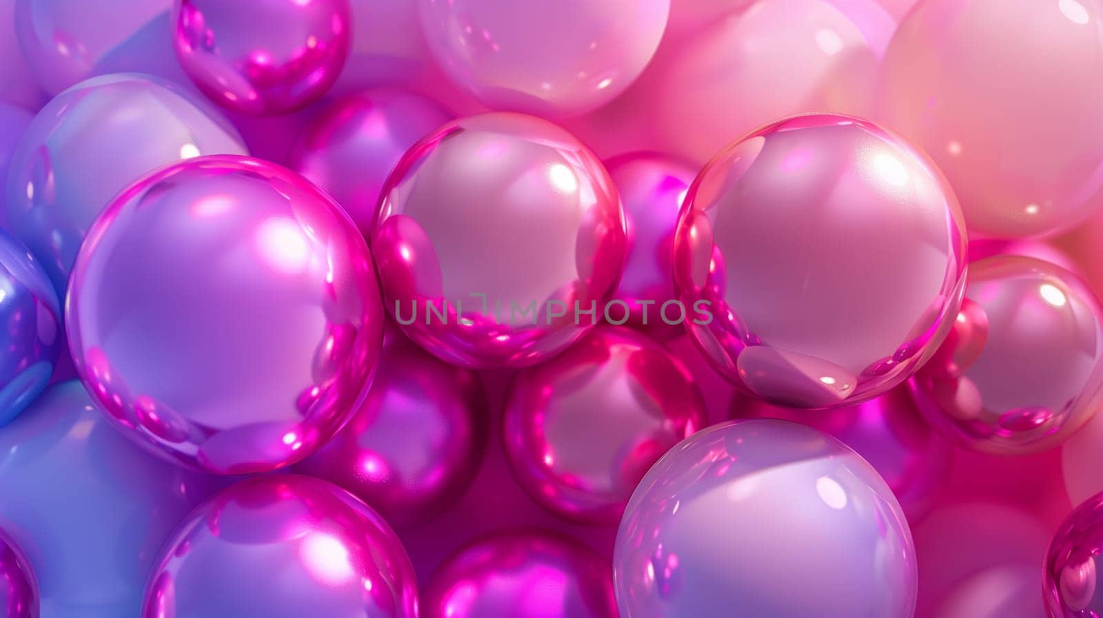 Pink and blue glossy spheres