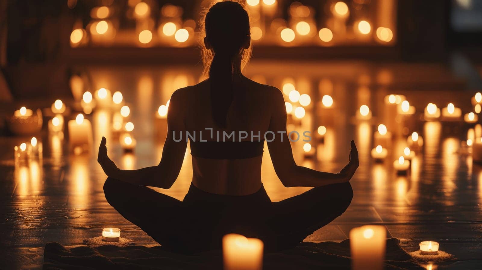 Meditation session with candle lights.