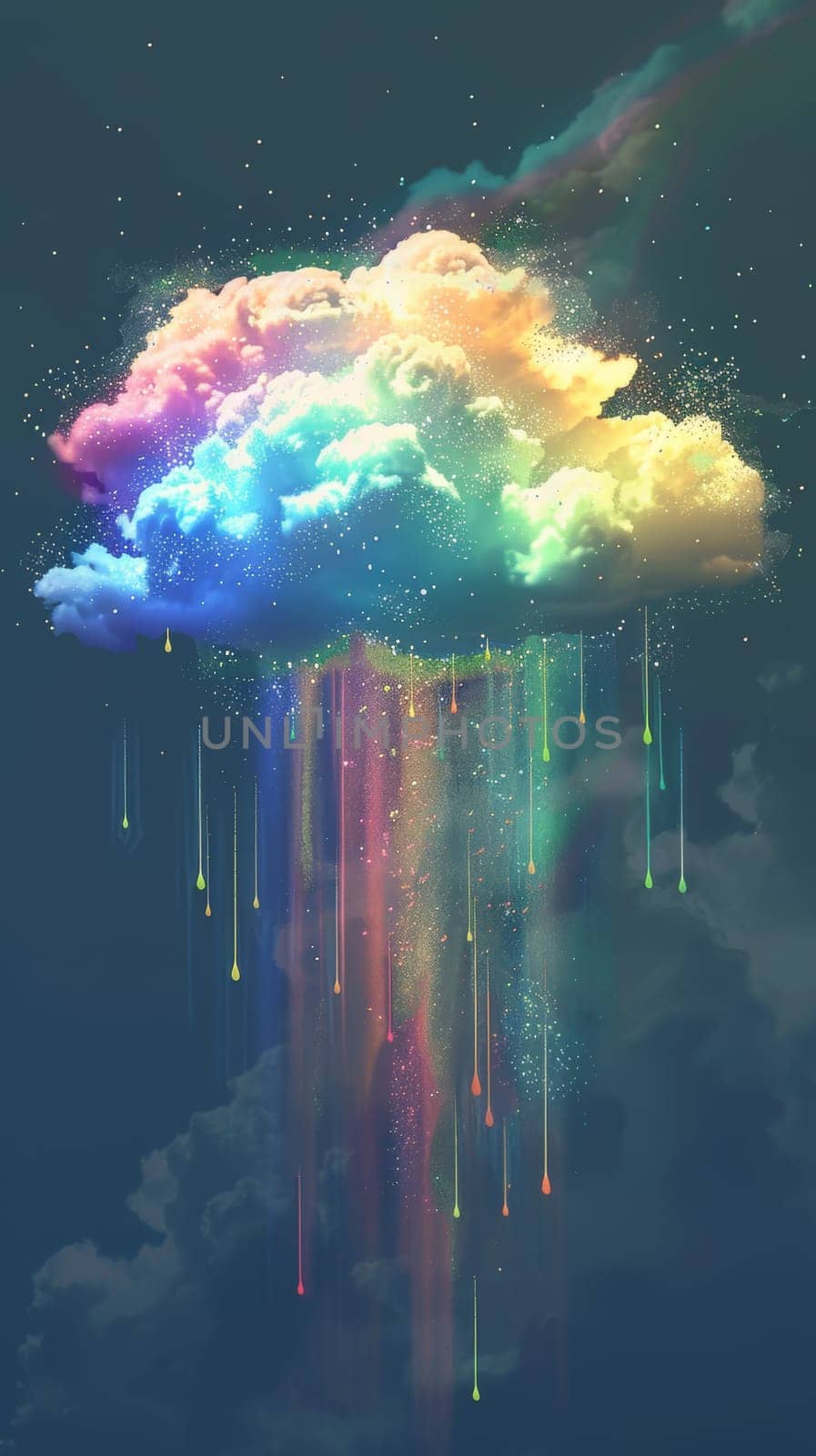 Cosmic Clouds with Colorful Rain.