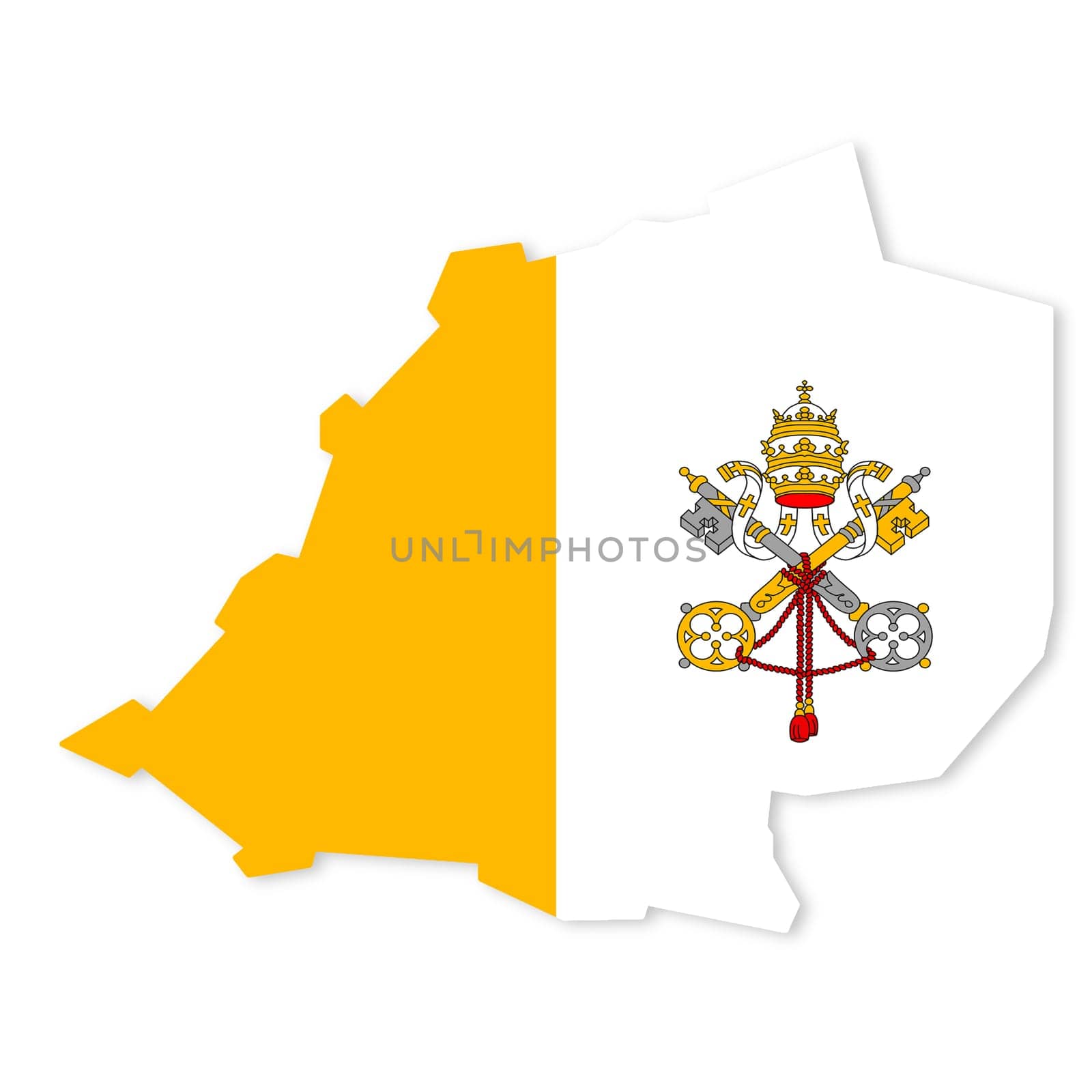 A Vatican City flag map on white background with clipping path 3d illustration