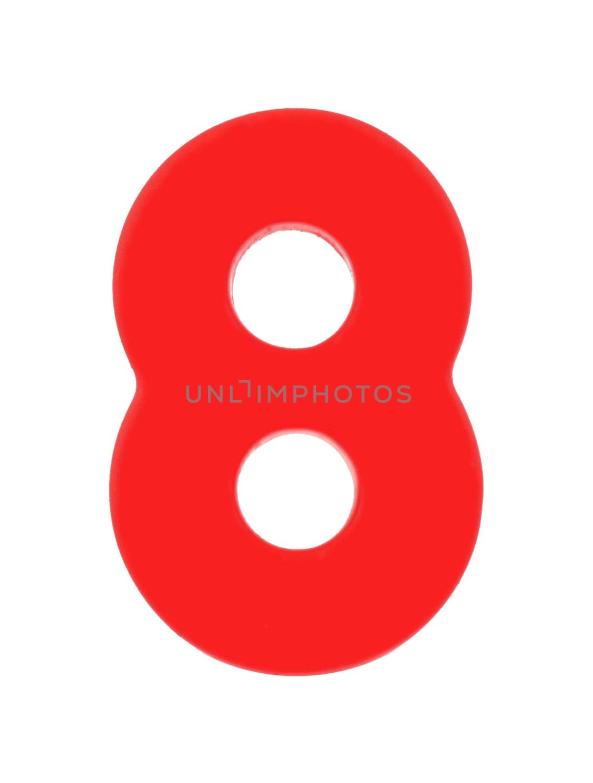 An 8 eight magnetic letter on white with clipping path