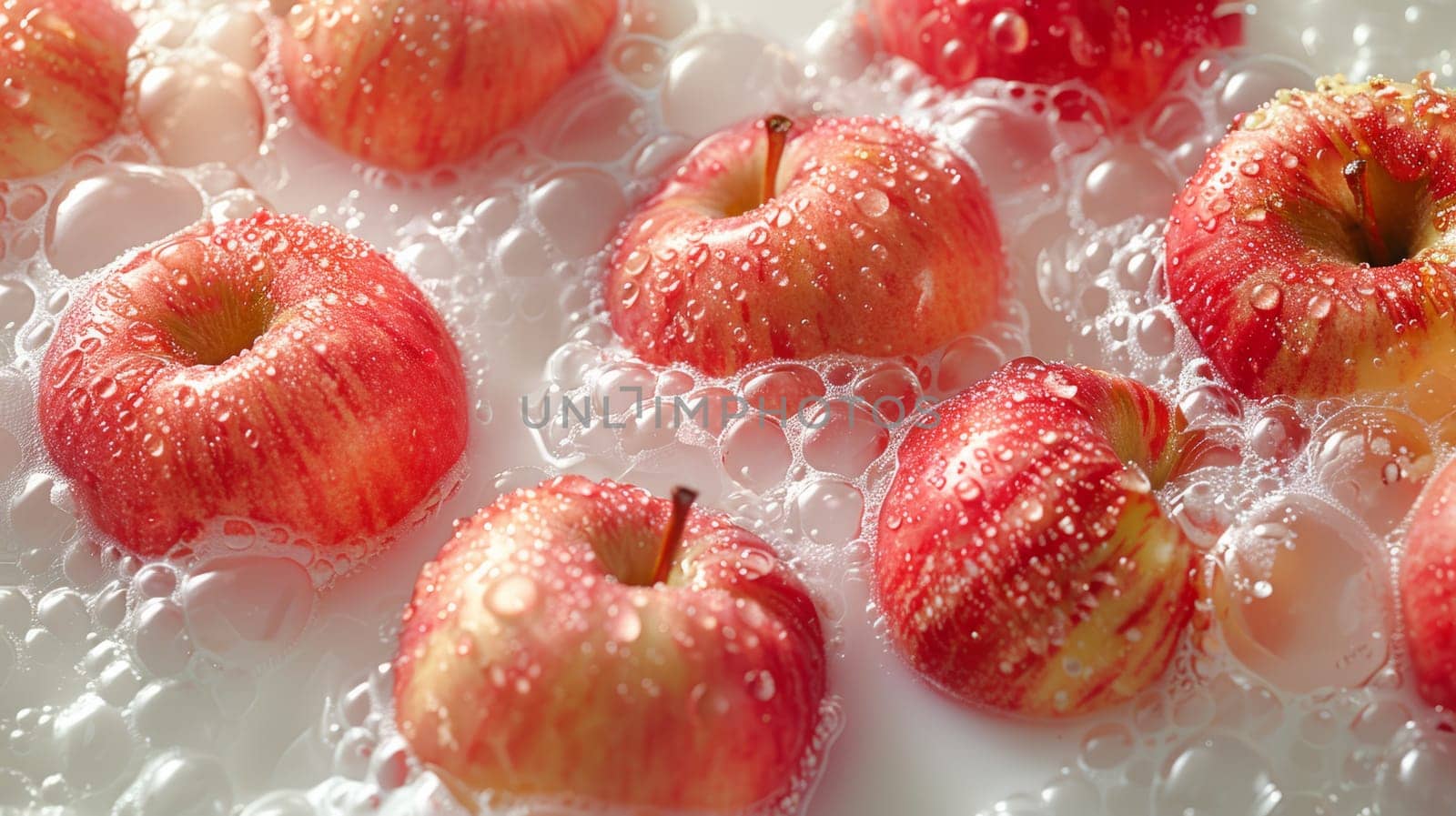 Vibrant apple fruit apples in milk water.