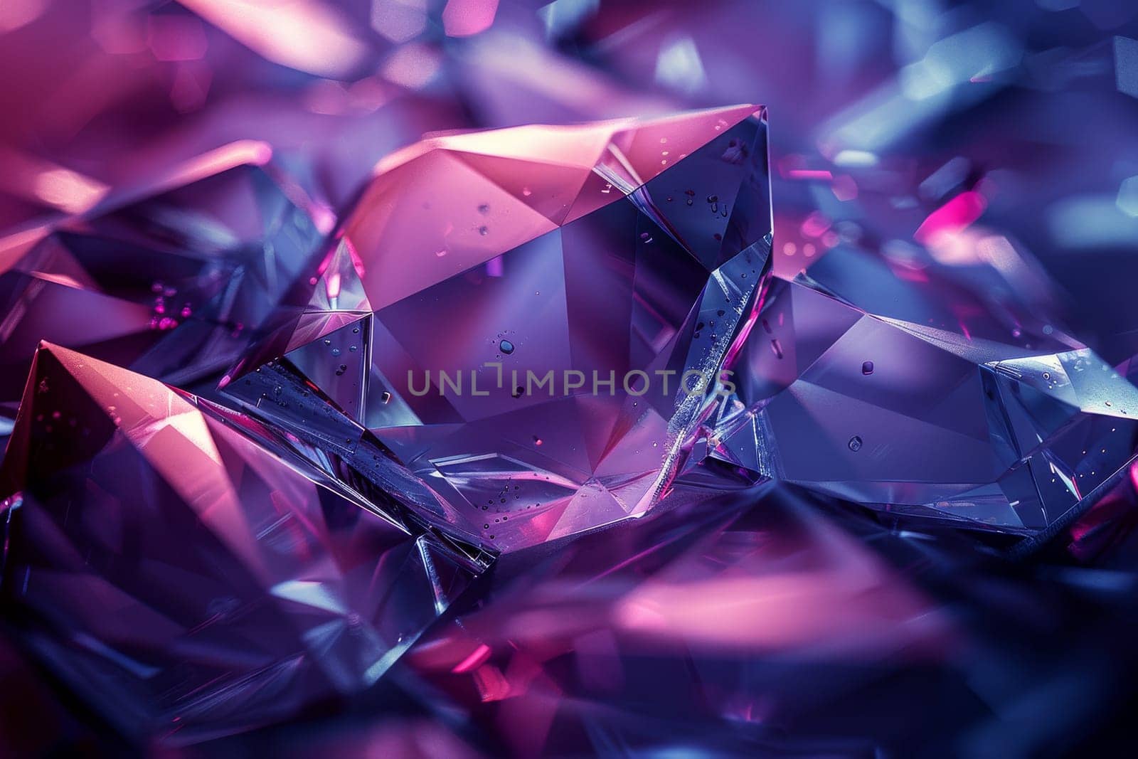 A close up of a purple and blue crystal with a shiny, reflective surface by itchaznong