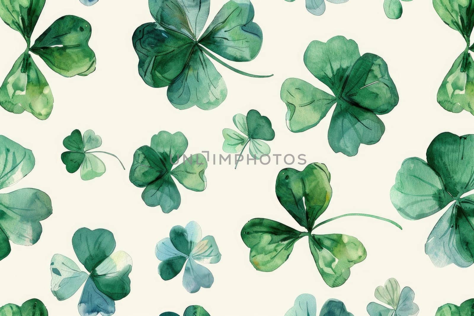 watercolour 4 leaf clover seamless pattern wallpaper