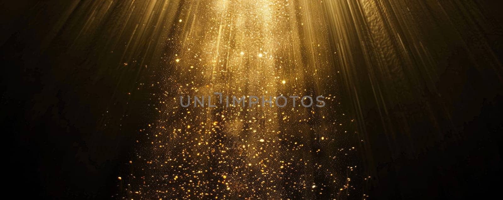 Golden particles falling in light beams