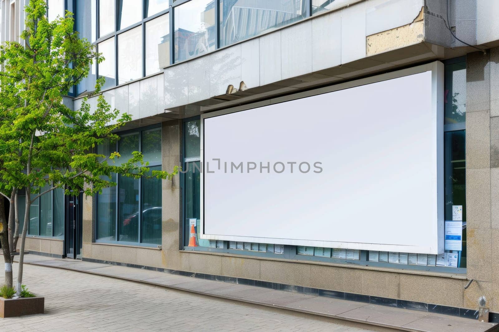 Blank Horizontal billboard mockup on a building. by Chawagen