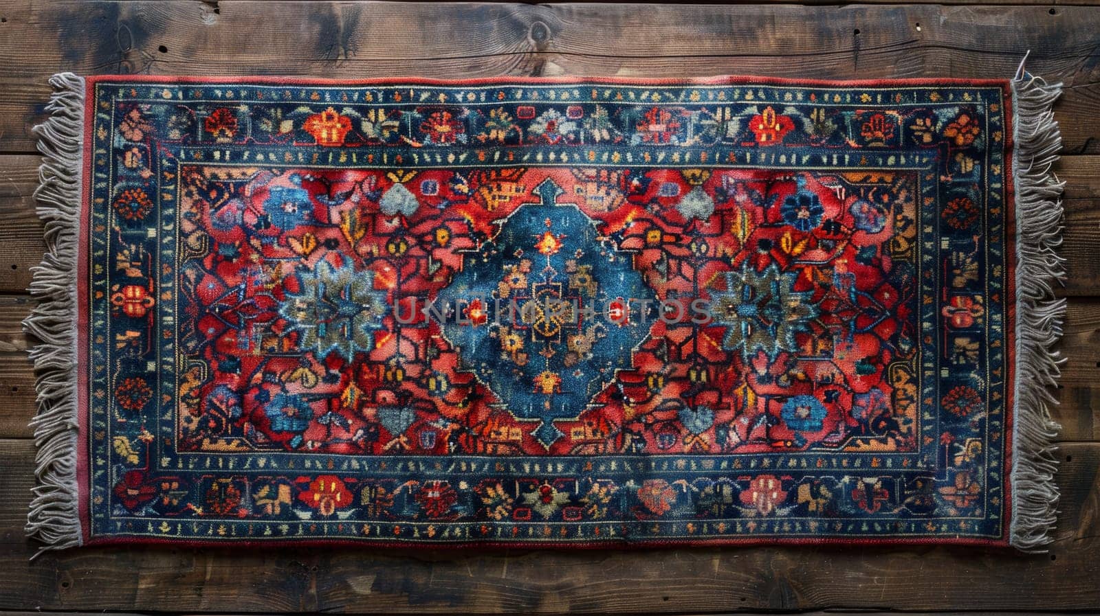 Traditional Persian rug on wooden floor