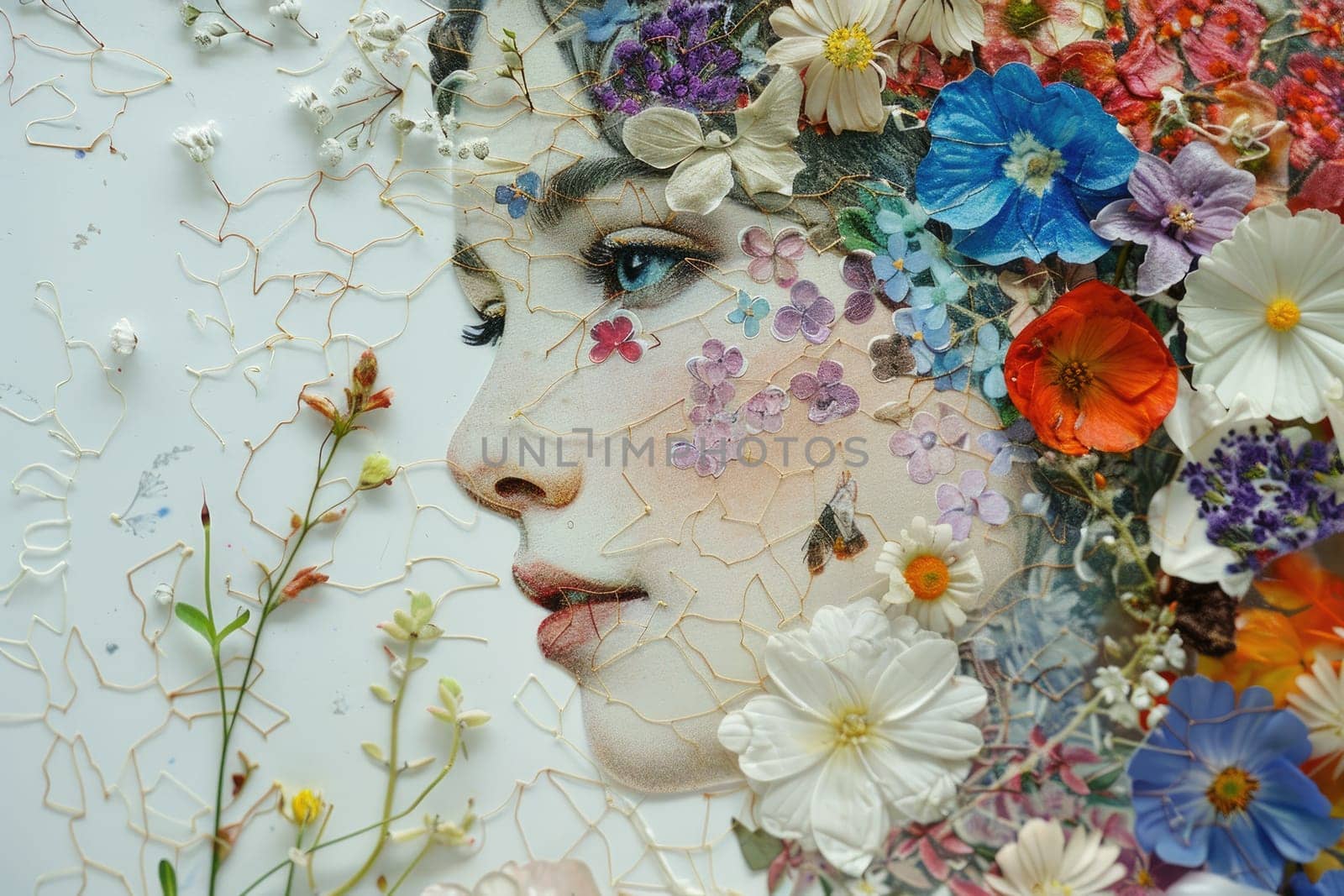 Artwork made from Pressed Flowers and mulberry paper