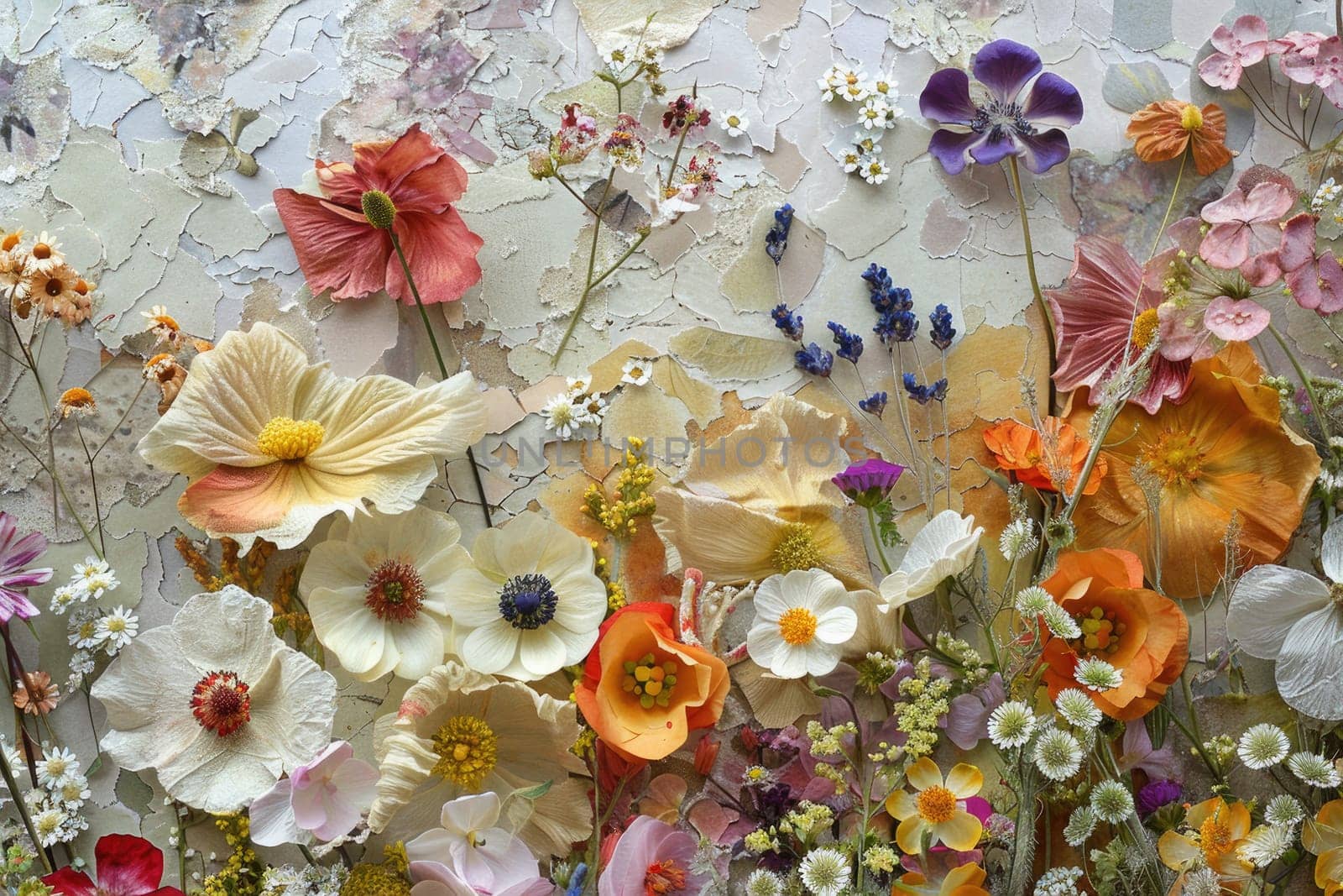 Artwork made from Pressed Flowers and mulberry paper