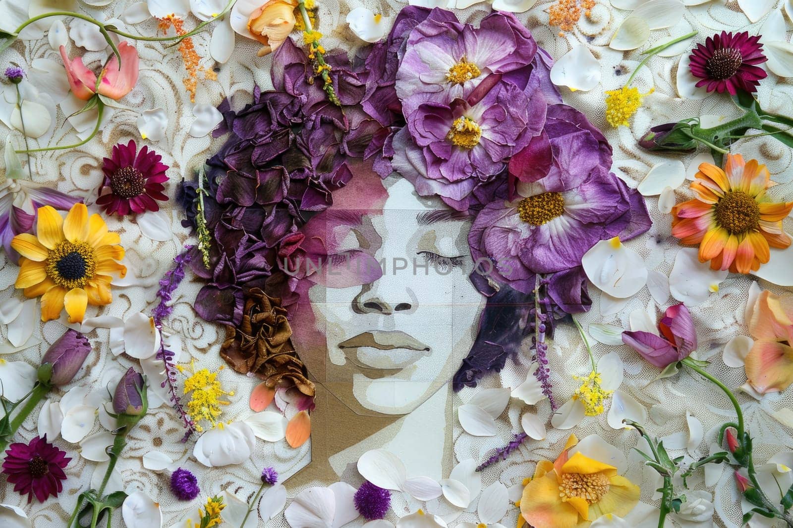 Artwork made from Pressed Flowers and mulberry paper