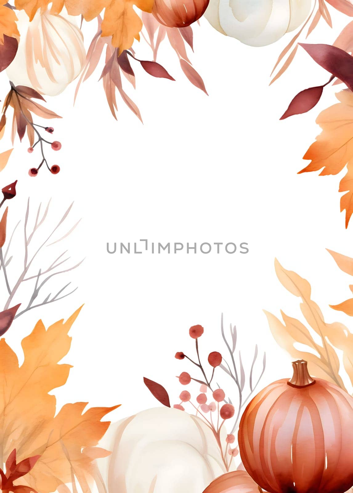 Mother and child around turkey, pumpkins and autumn leaves. Pumpkin as a dish of thanksgiving for the harvest, picture on a white isolated background. by ThemesS