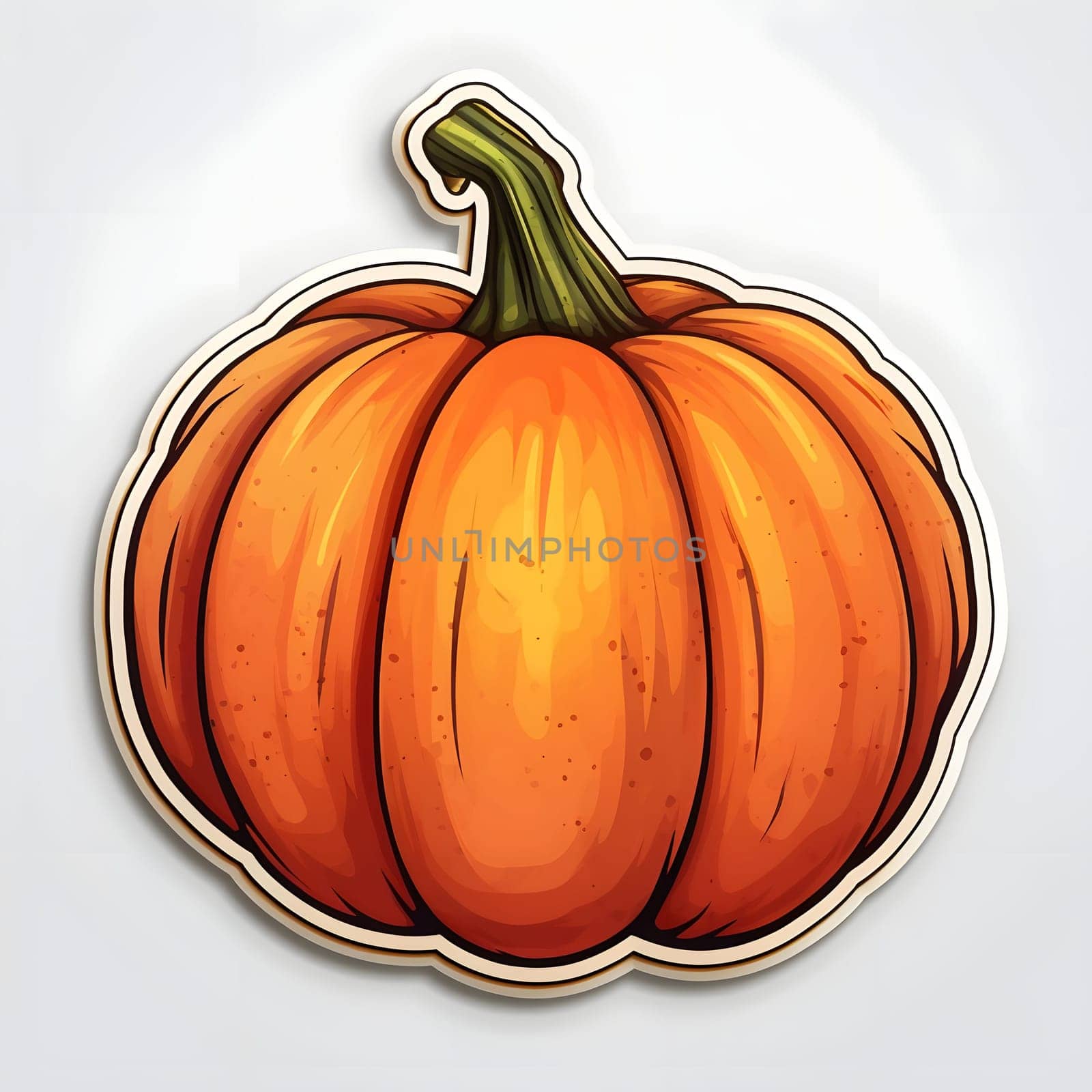 Pumpkin sticker. Pumpkin as a dish of thanksgiving for the harvest, picture on a white isolated background. by ThemesS