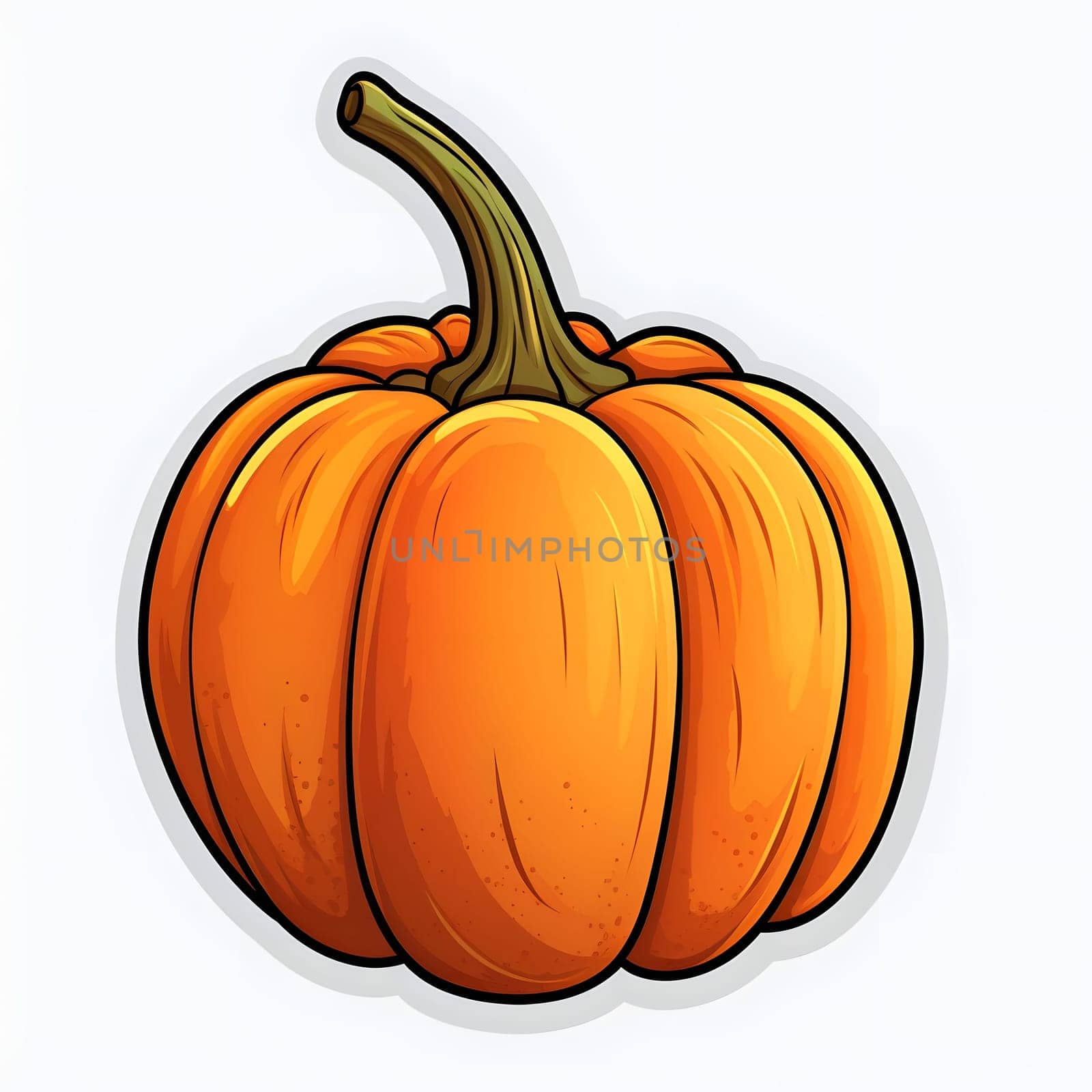 Pumpkin sticker. Pumpkin as a dish of thanksgiving for the harvest, picture on a white isolated background. by ThemesS