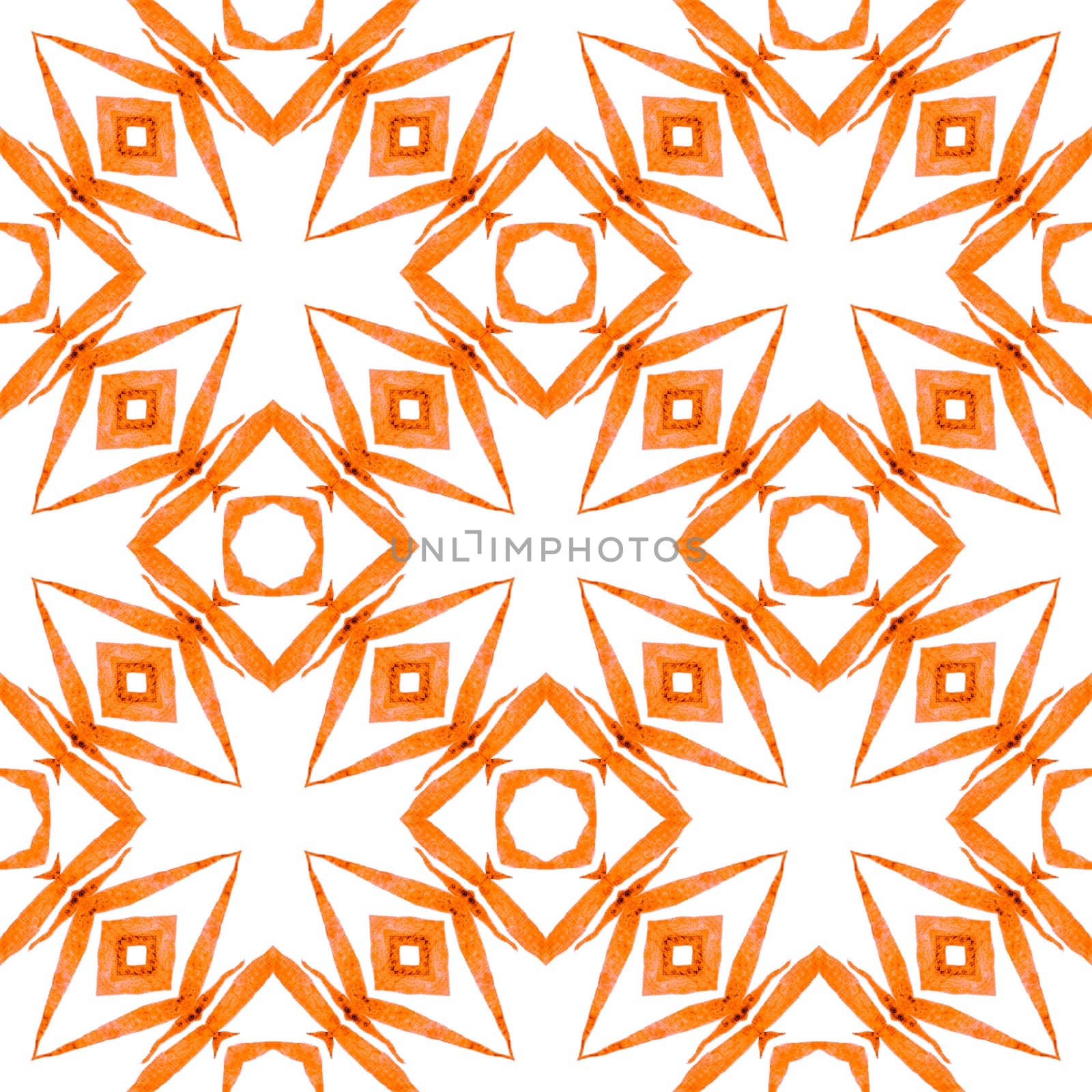 Ethnic hand painted pattern. Orange fresh boho by beginagain