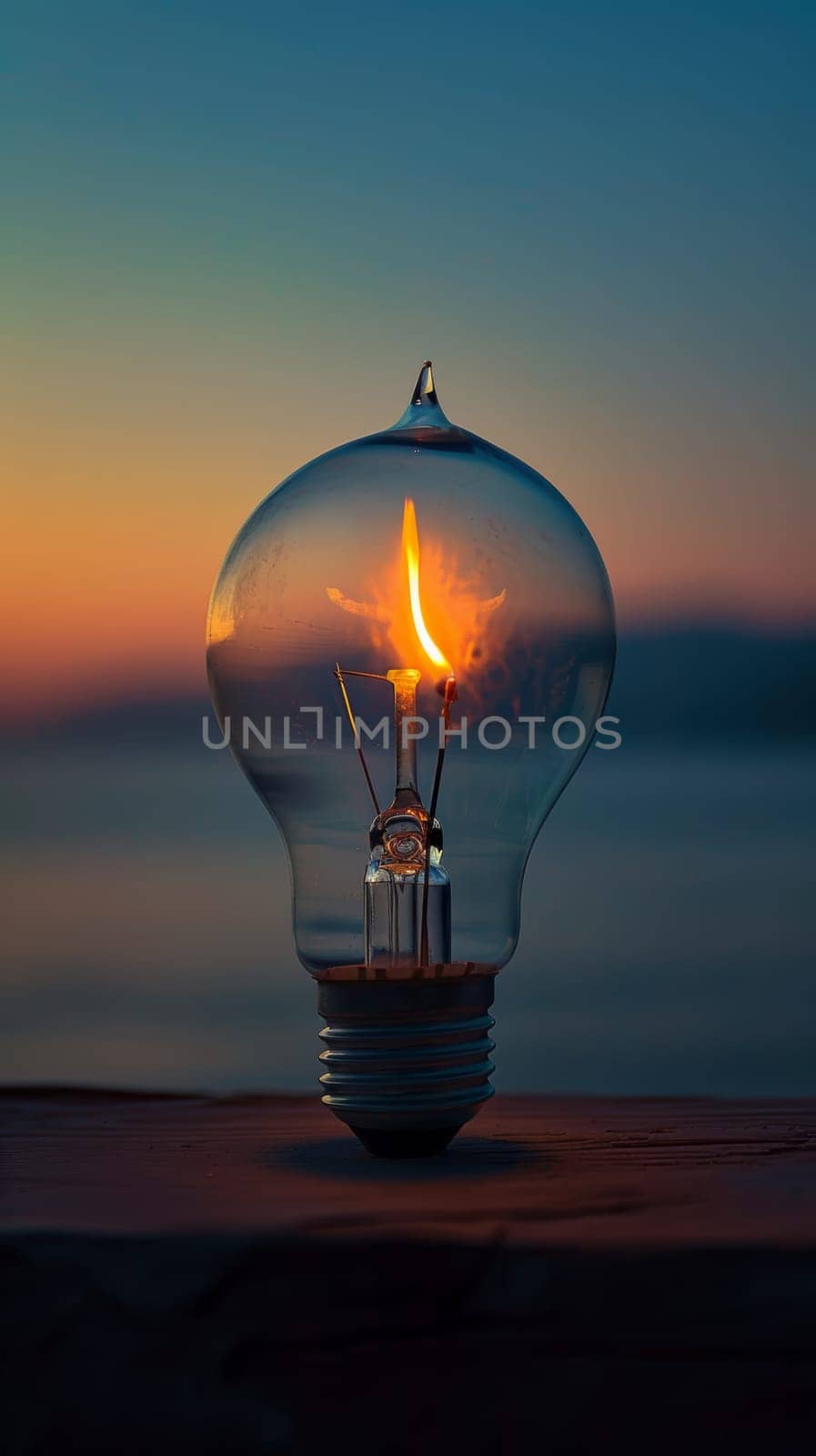 Light Bulb Against Sky Background.