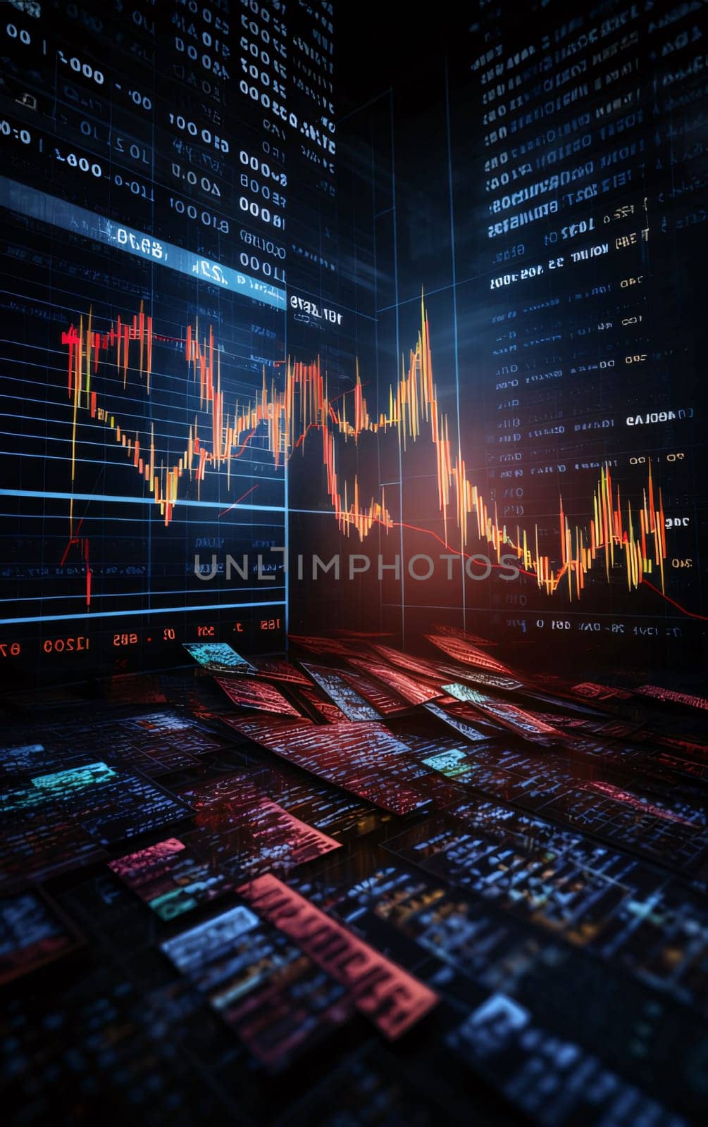 financial stock market graph on technology abstract background. Economy trends background for business idea and all art work design. Abstract finance background. by ThemesS