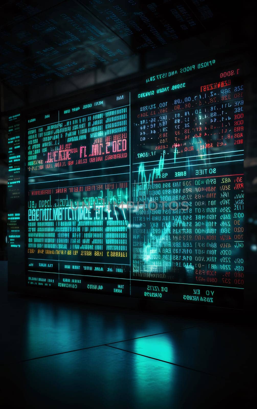 Stock market financial indicator on digital screen. 3d rendering toned image by ThemesS