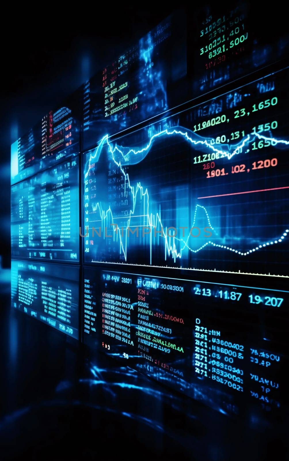 financial stock market graph on technology abstract background represent stock market financial analysis on LED. by ThemesS