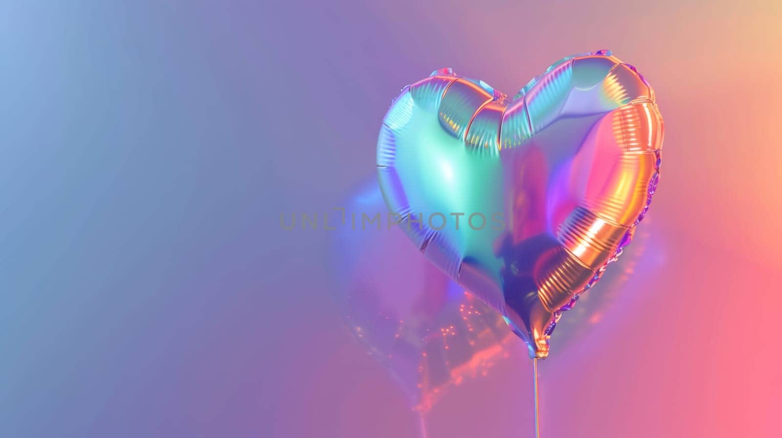 Heart shaped balloon on gradient background.