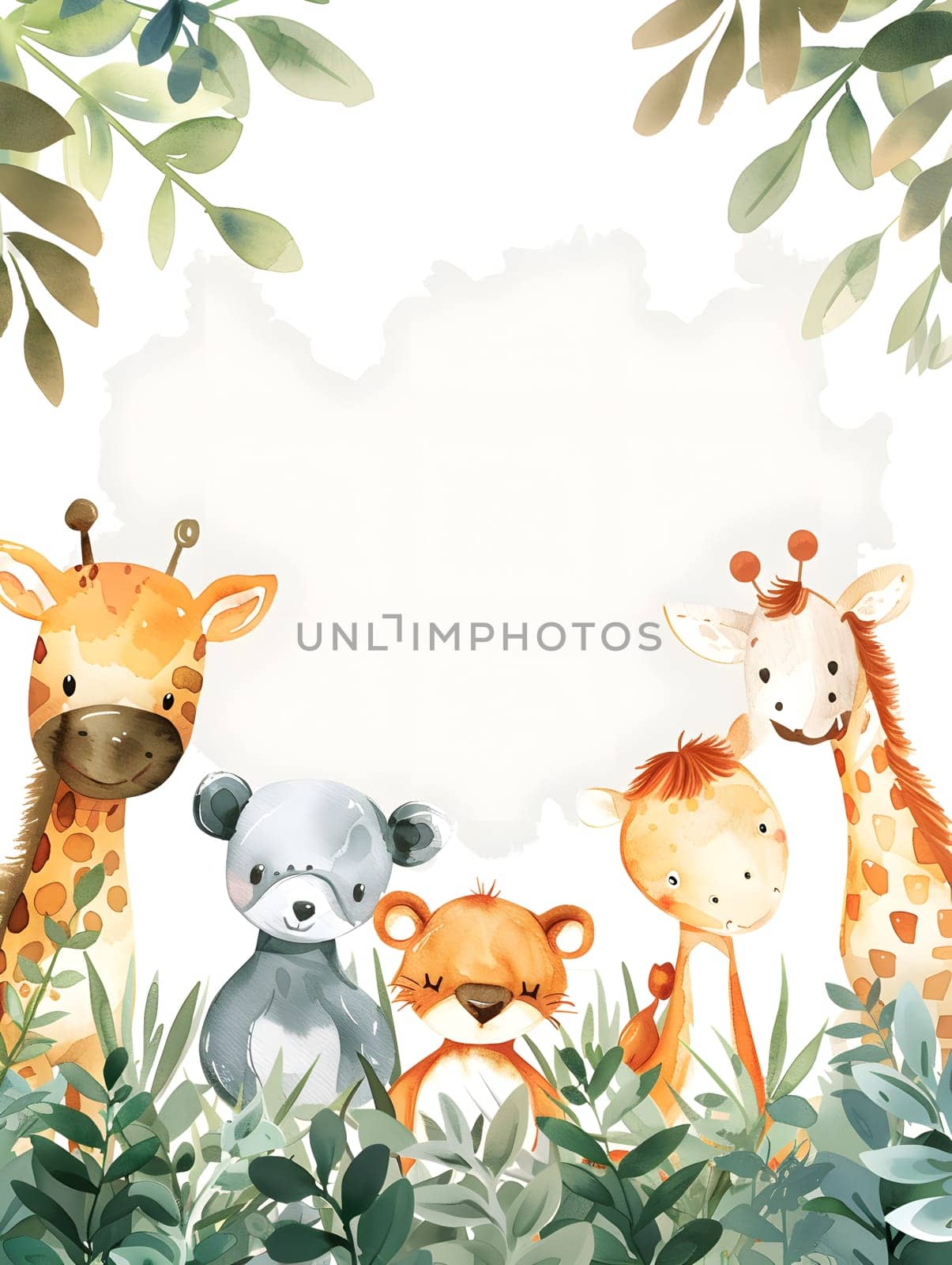 a group of animals standing next to each other in the jungle by Nadtochiy