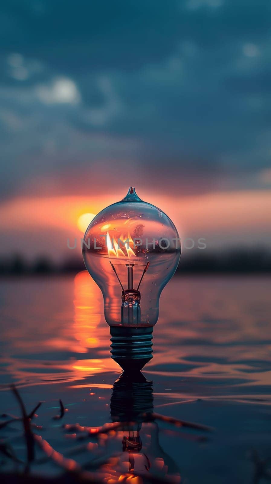 Light Bulb With Flame Inside.