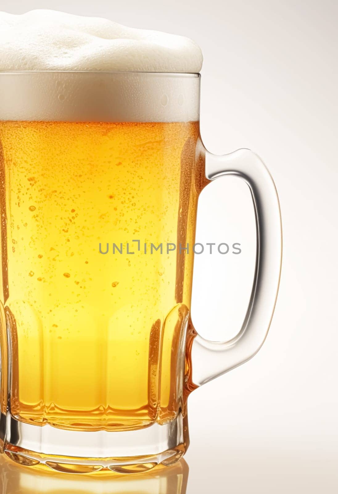 Glass of cold beer with foam, pint of original premium beer drink, alcohol flavour and holiday celebration idea