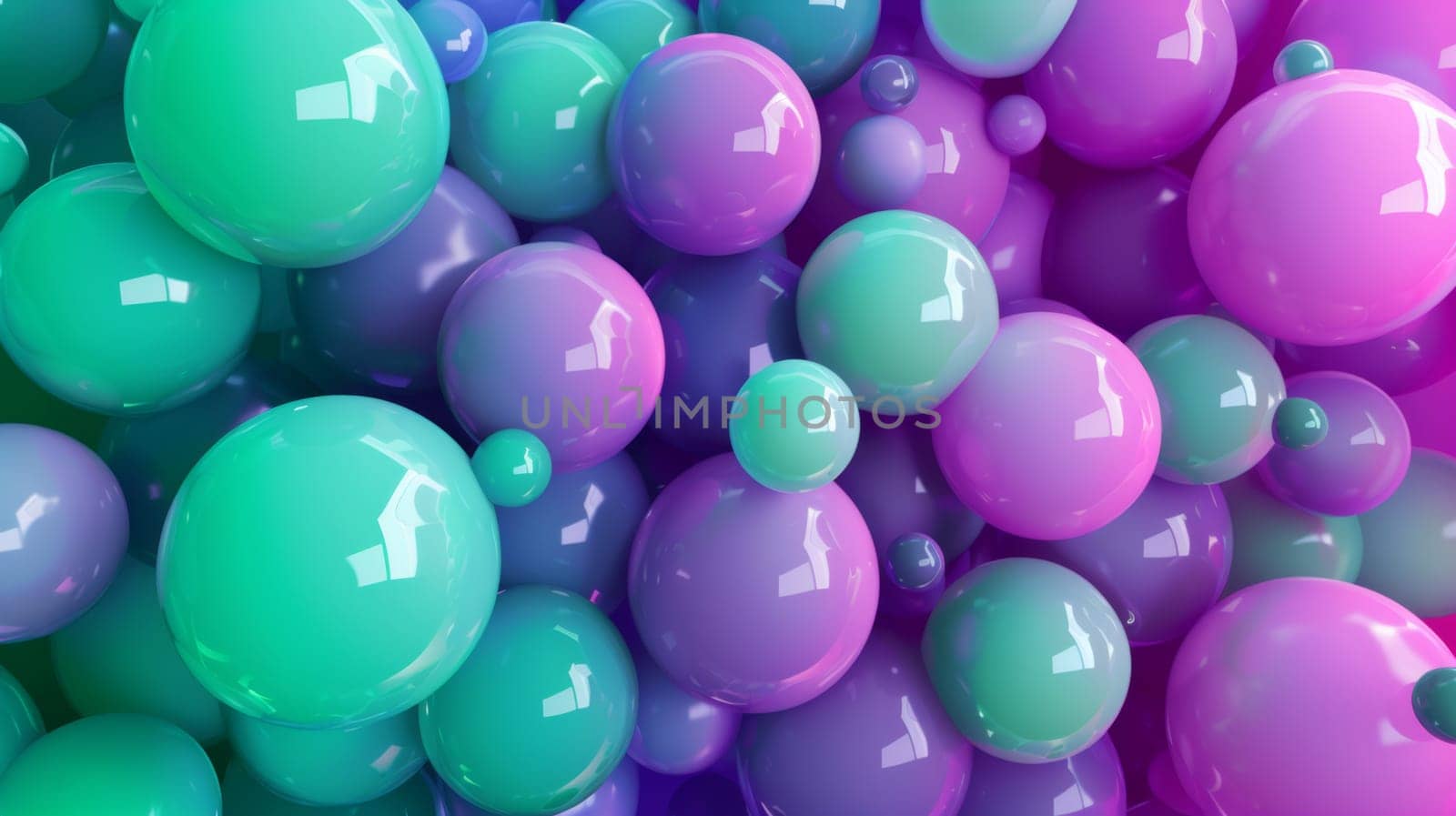 Colorful glossy spheres in various sizes.