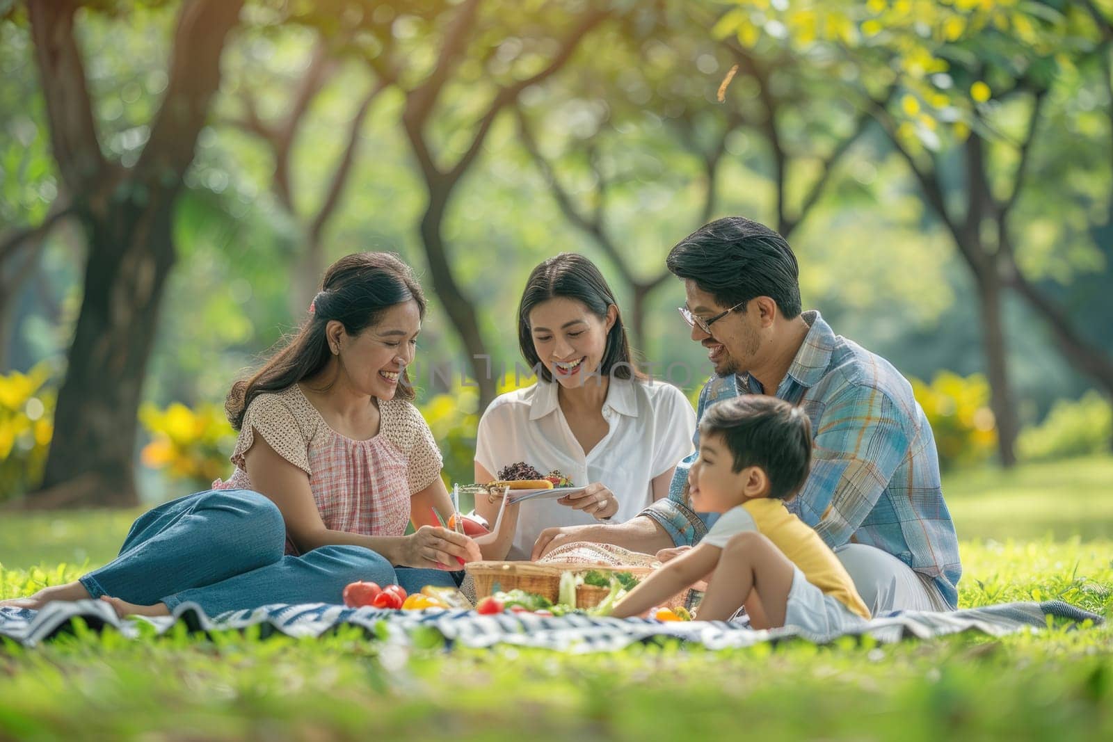 A happy family enjoying leisure time outdoors