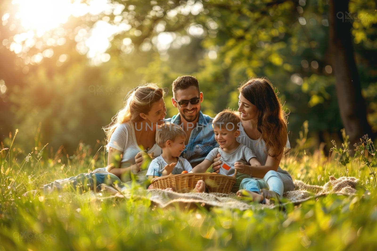 A happy family enjoying leisure time outdoors