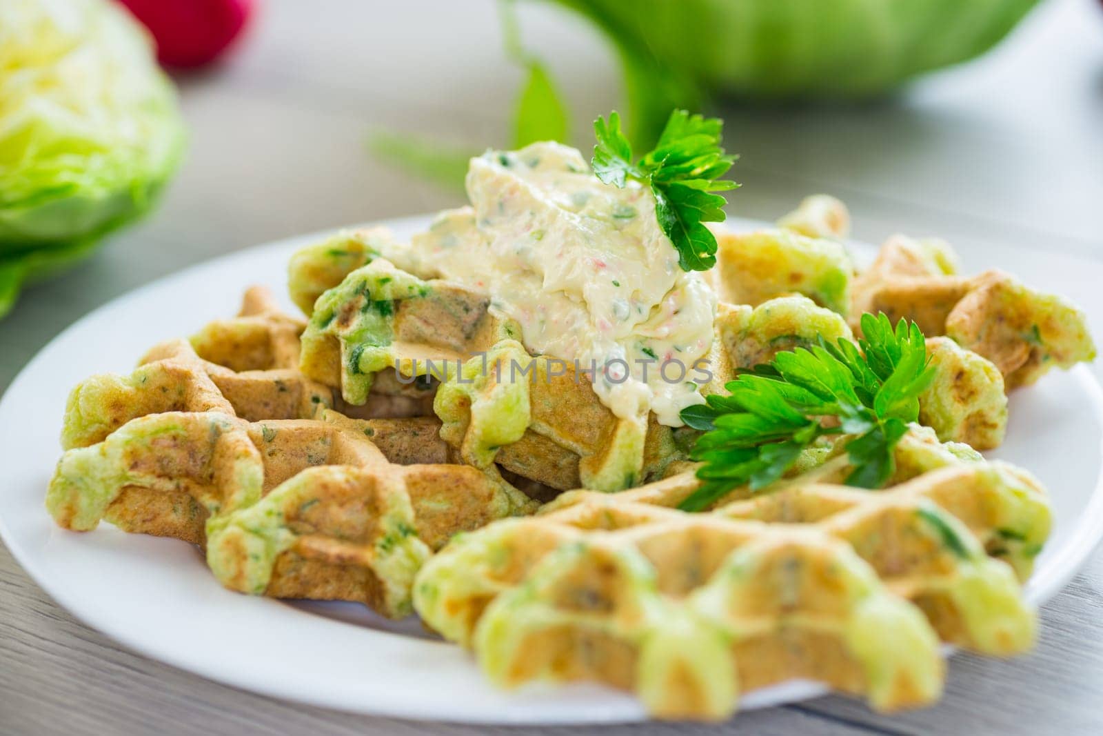 vegetable cabbage waffles fried with herbs by Rawlik