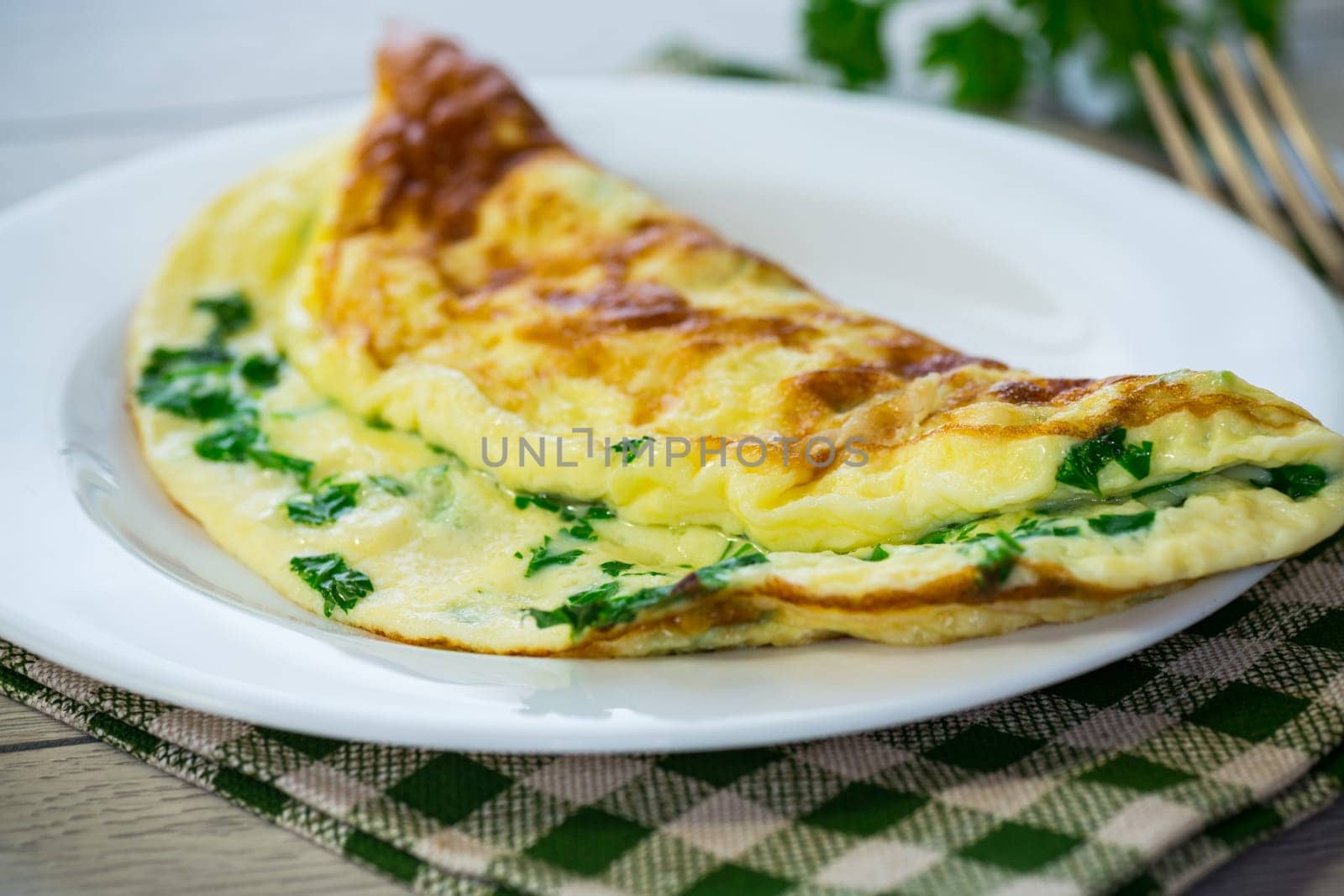 fried omelette stuffed with herbs, parsley, dill .