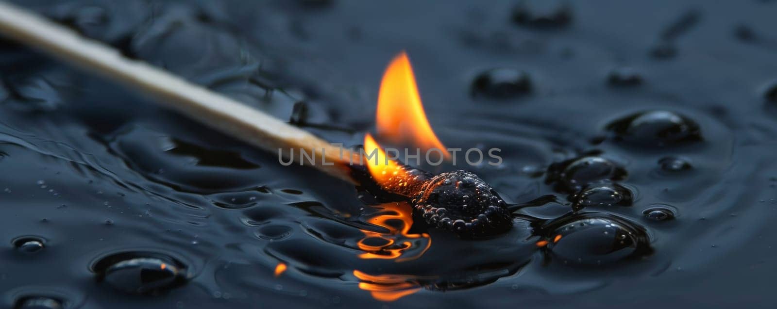 Matchstick Igniting in Water background.
