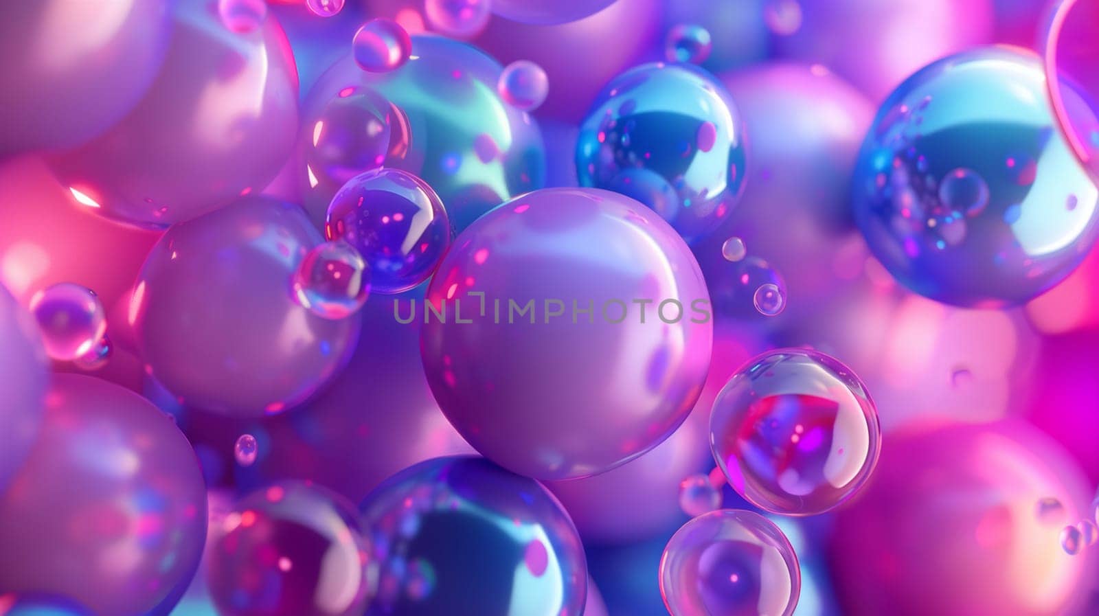 Colorful abstract bubbles with reflections.