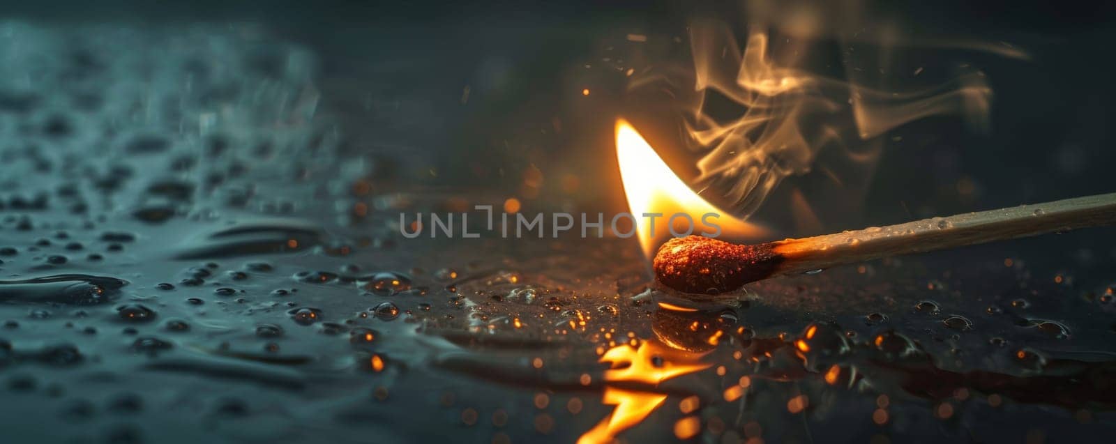 Matchstick Igniting in Water background.