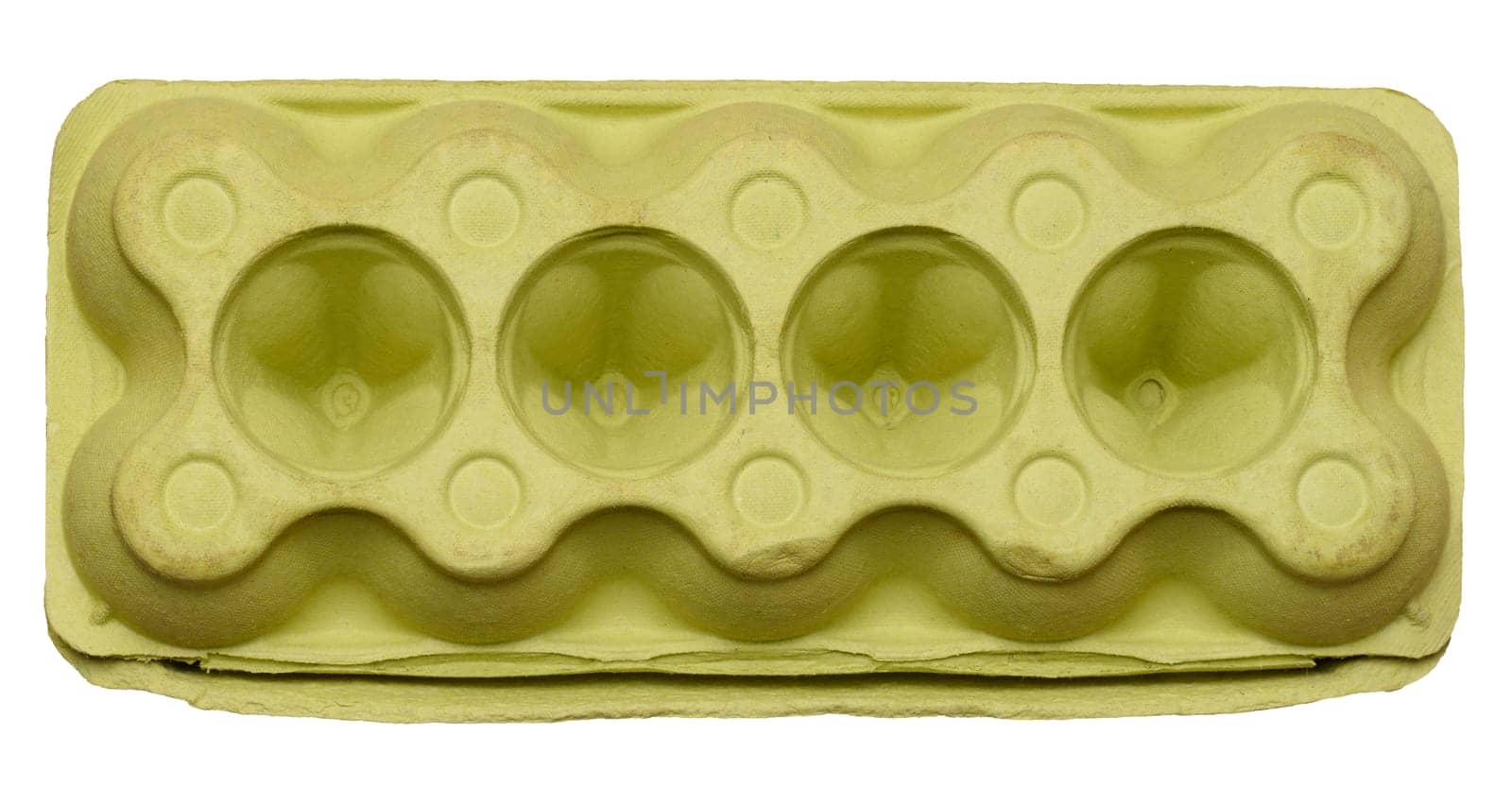 Green recycled egg carton box on isolated background, storage.  by ndanko